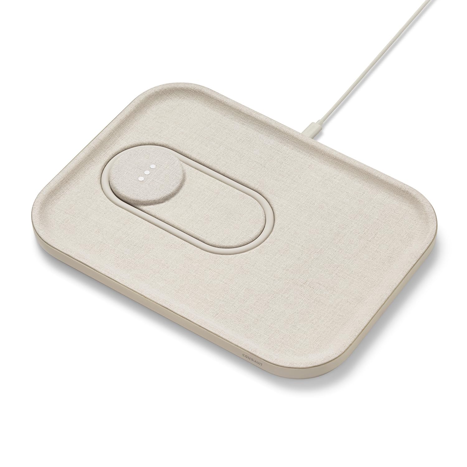 COURANT MAG:3 Charger and Tray - Belgian Linen, Multi-Device Charger Compatible with MagSafe iPhones 16, 15, 14, 13, 12 or Wireless AirPod Cases (Natural)