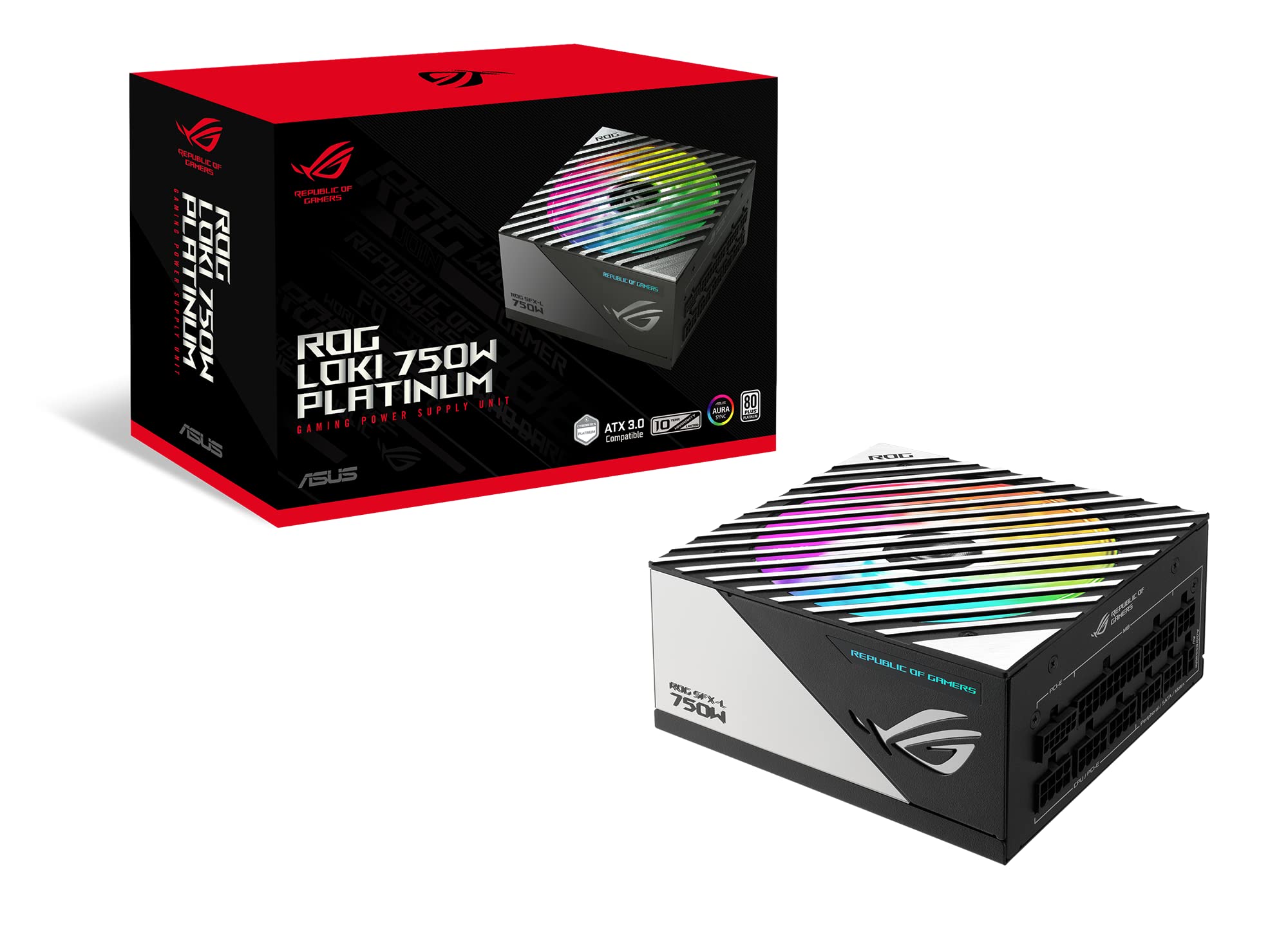 ASUS ROG Loki SFX-L 750W Platinum (Fully Modular Power Supply, 80+ Platinum, Lambda A Certified, 120mm PWM ARGB Fan, Aura Sync, ATX 3.0 Compatible, PCIe 5.0 Ready, 10 Year Warranty)