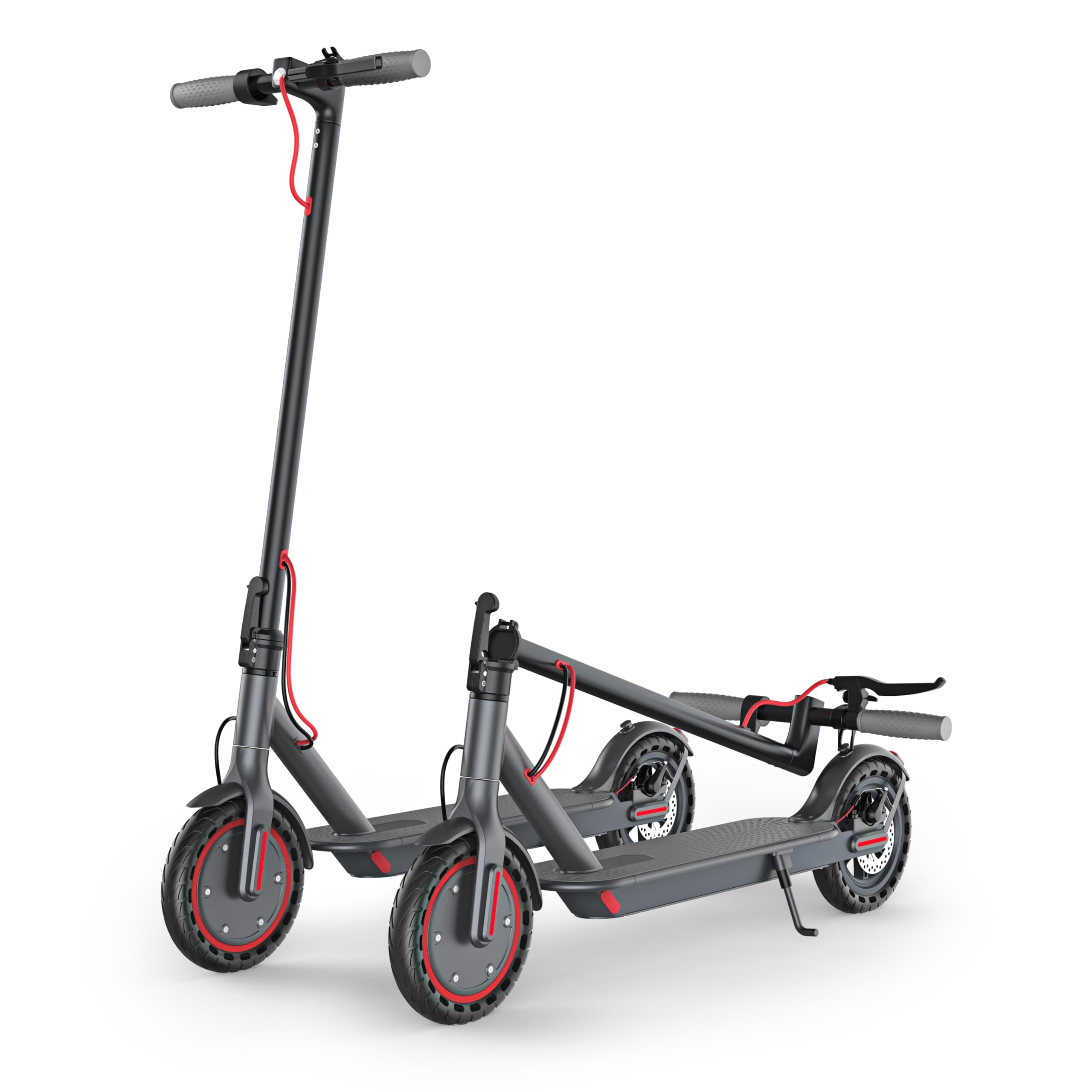 Electric Scooter - 8.5" Solid Tires, 350W Motor, Up to 19 MPH and 21 Miles Long-Range Portable Foldable Commuting Scooter for Adults with Double Braking System and App