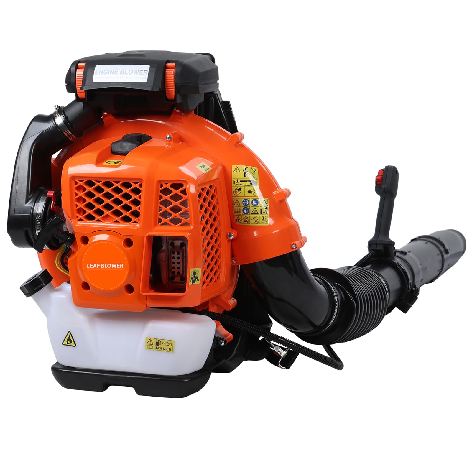 80CC High Power Gas Backpack Leaf Blower, 4.7HP Engine, 900CFM Tornado-Like Airflow, Adjustable Speed, Ergonomic Design for Effortless Leaves, Snow, and Debris Cleanup (Orange)