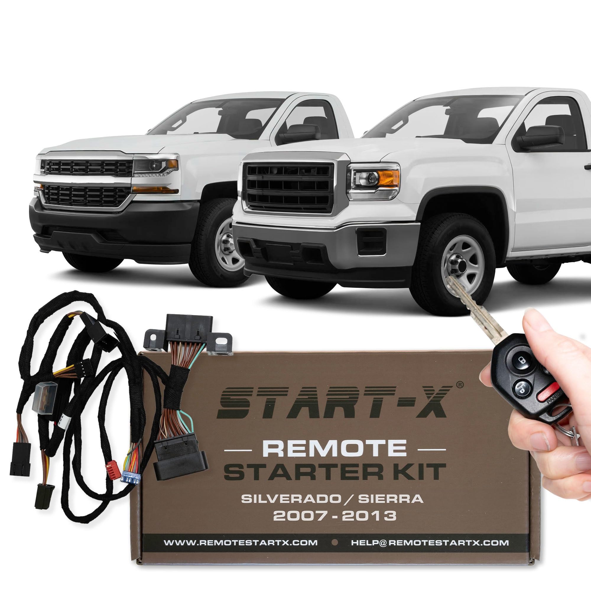 Start-X Remote Starter Kit for Chevy Silverado/GMC Sierra (2007-2013) | Key Blade Start Engine | Plug n Play | 2007 2008 2009 2010 2011 2012 2013
