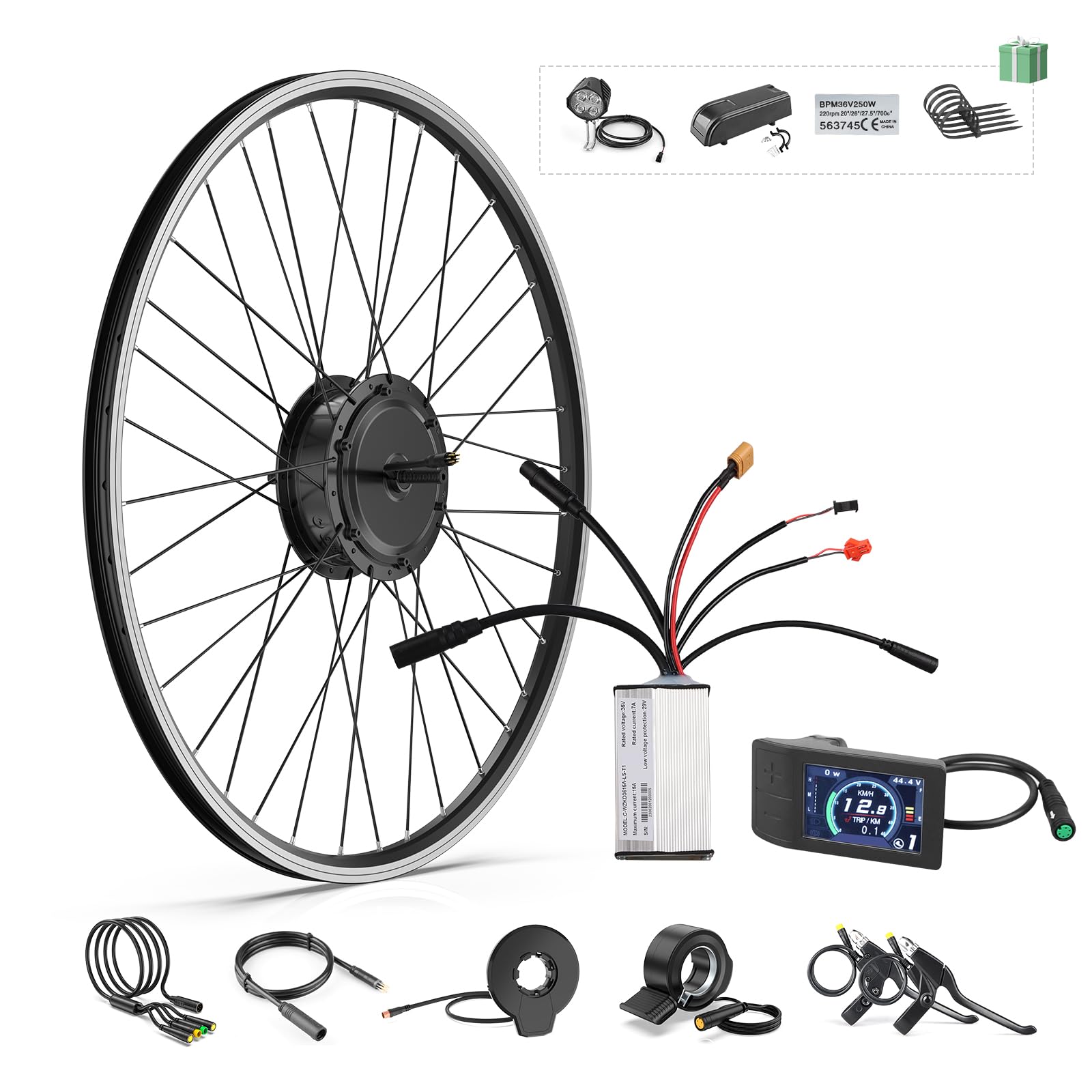 BAFANG Ebike Conversion Kit,48V500W Front Hub Motor Kit with 500C Digital Display&Smart Controller PAS System,High Speed Brushless Geared Ebike Motor for 700C/28 Front Wheel Electric Bicycle Kit
