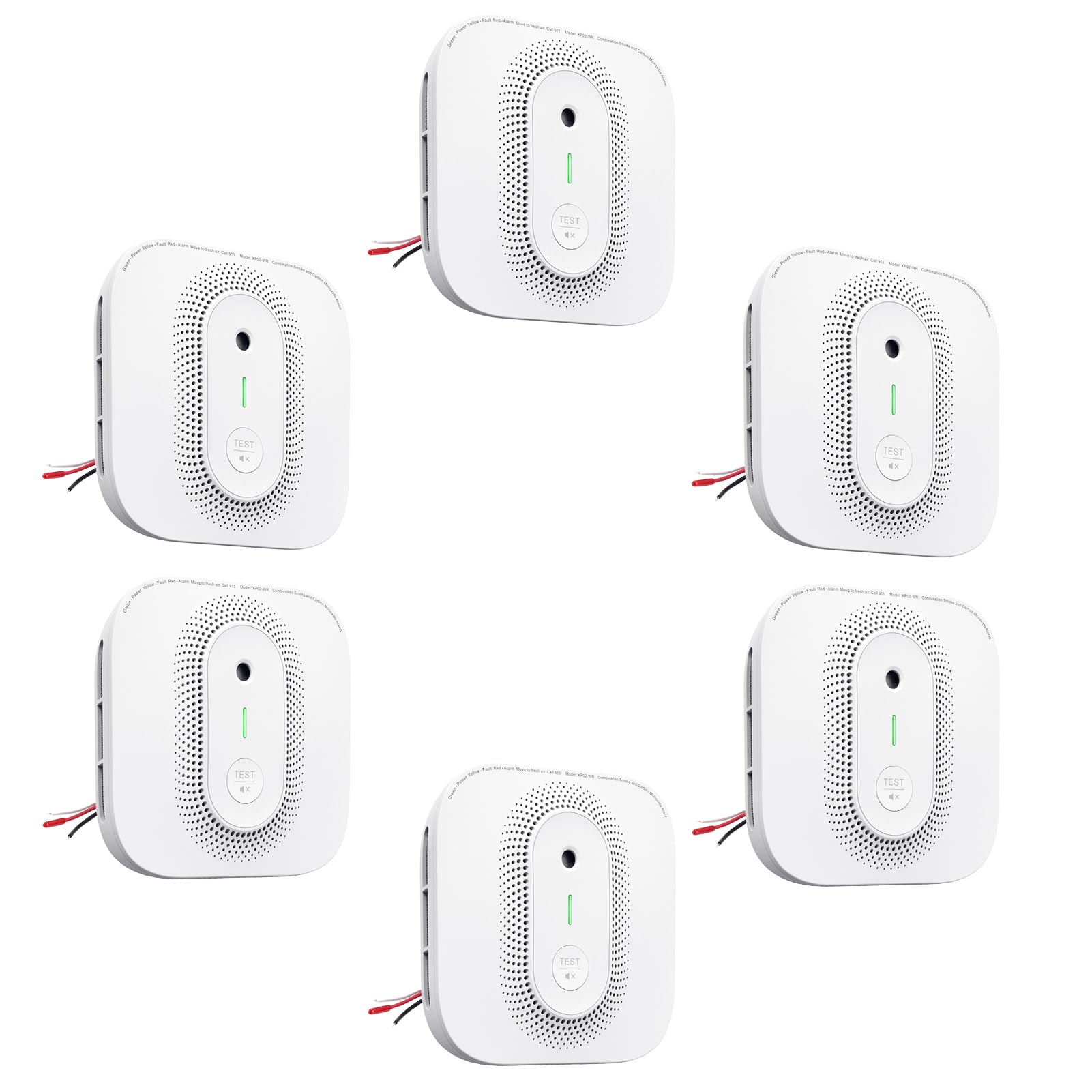 X-Sense Smoke Detector Carbon Monoxide Detector Combo Hardwired with Voice Location, Hardwired Interconnected Smoke and Carbon Monoxide Detector, Model XP02-AR, 6-Pack