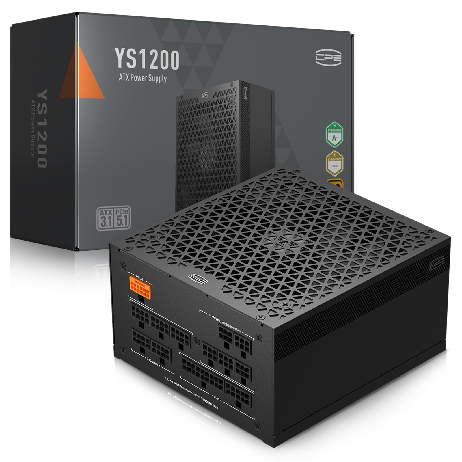 PCCOOLER CPS YS1200 Power Supply, 1200W 80 Plus Gold Certified Fully Modular PCIe 5.1 & ATX 3.1 Gaming PSU, Wide Compatibility, 135mm FDB Fan, Full Japan Electrolytic Capacitors - 12 Year Warranty