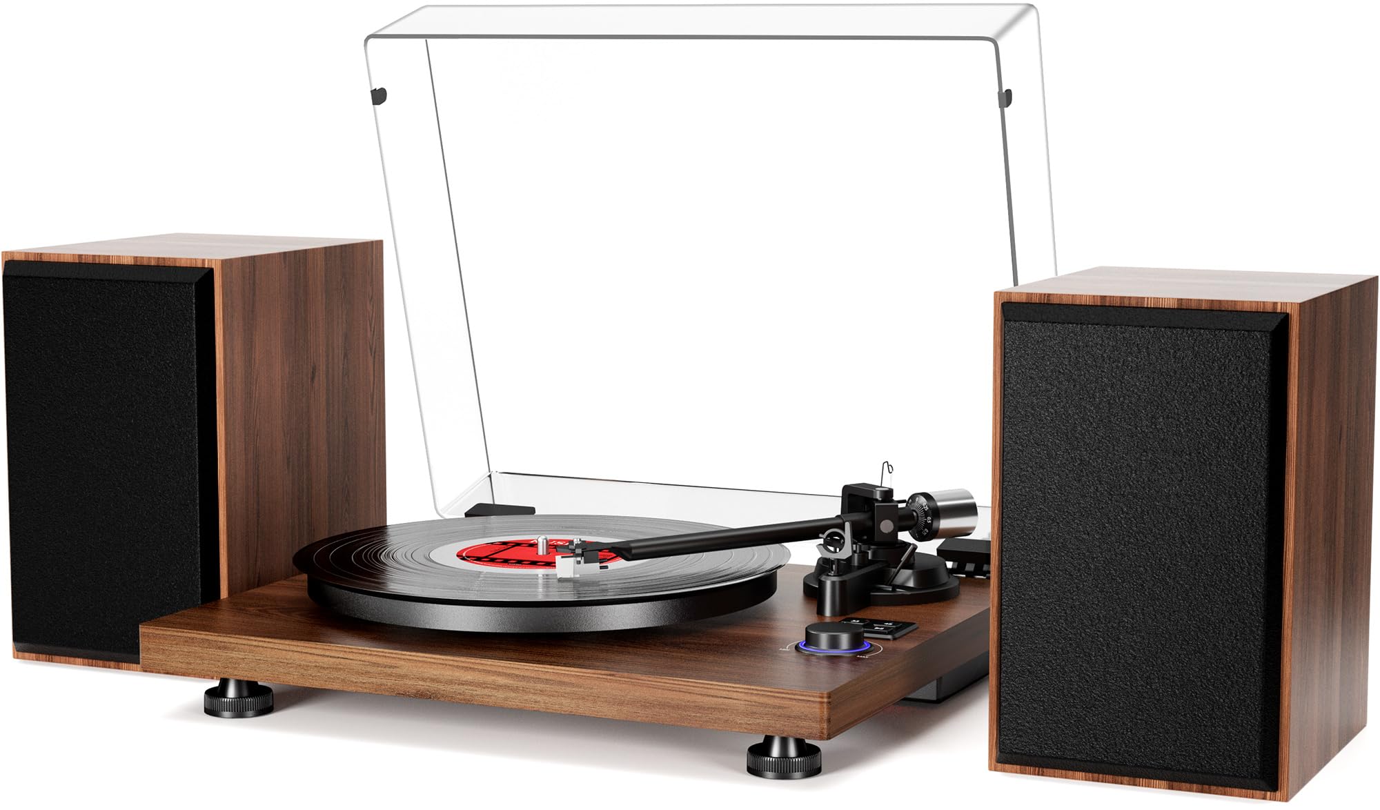 HiFi Turntable Bluetooth USB, Record Player with Speaker, Dual Compact Stereo System, Adjustable counterweight Magnetic Cartridge, RCA Output to Connect to Active Speakers
