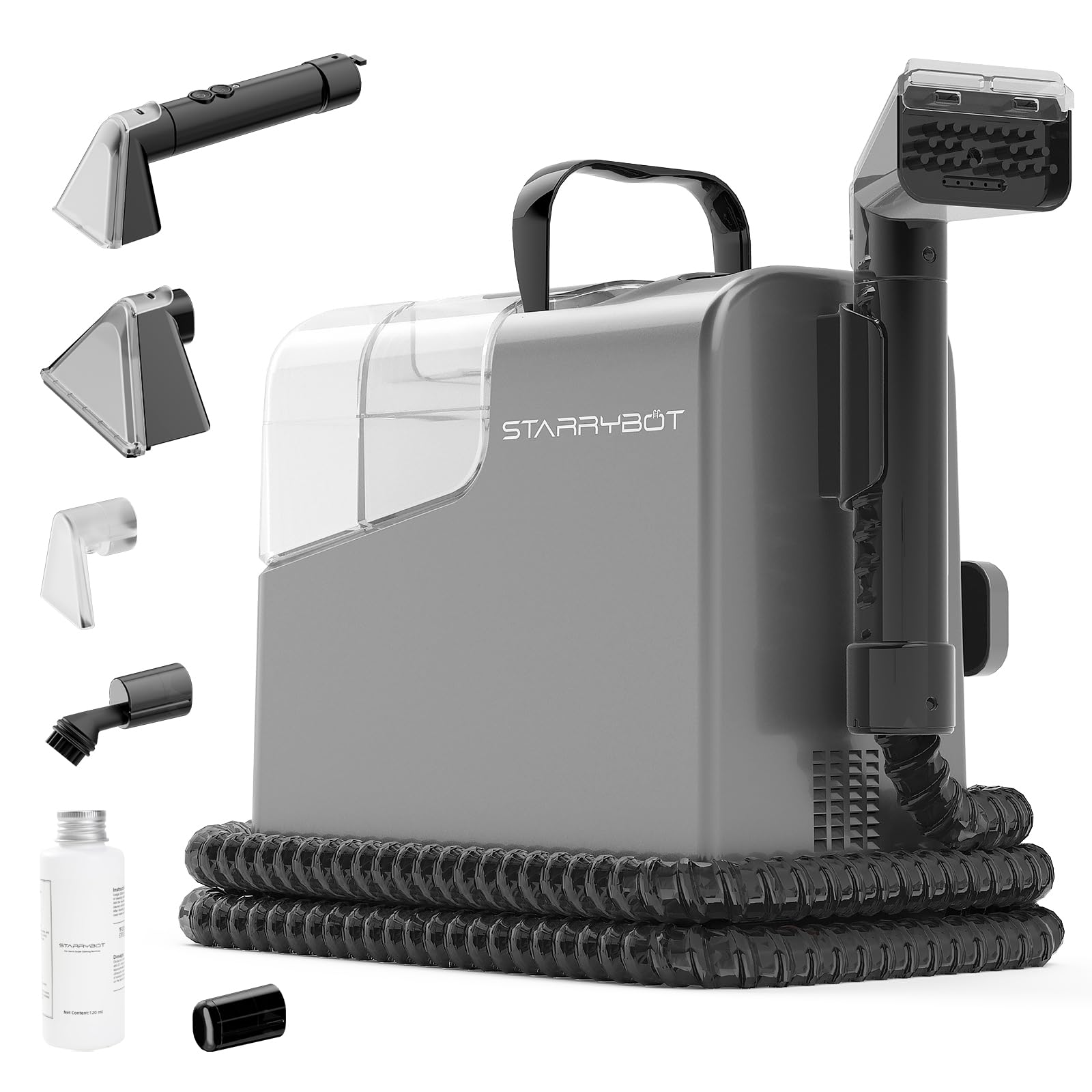Starrybot Portable Carpet Cleaner Machine with Steam Techology for Carpet & Upholestery, 12000Pa Powerful Suction with Versatile Tools, Compact Pet Stain Remover and Deodorizer