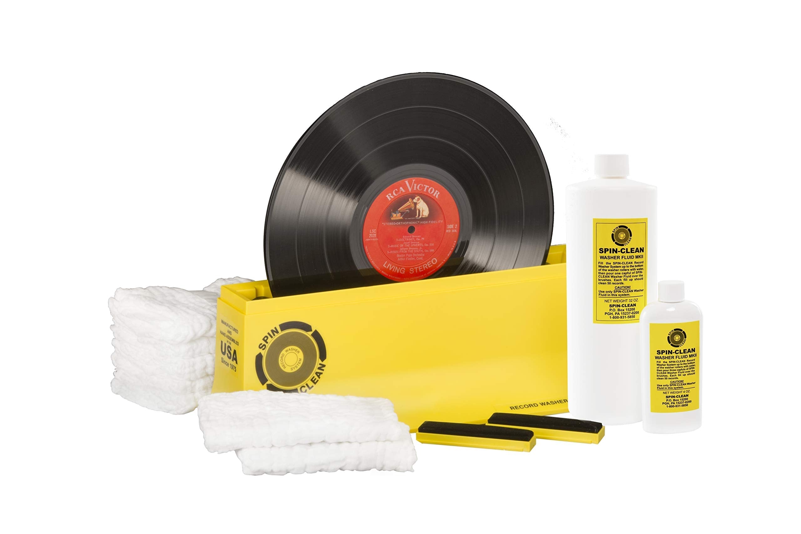 Spin-Clean Vinyl Record Washer Deluxe Kit | Offering Five Extra Drying Cloths, Extra 32oz. Fluid & Extra Brushes | Vinyl Record Cleaner | Perfect for 33, 48 & 78 RPM
