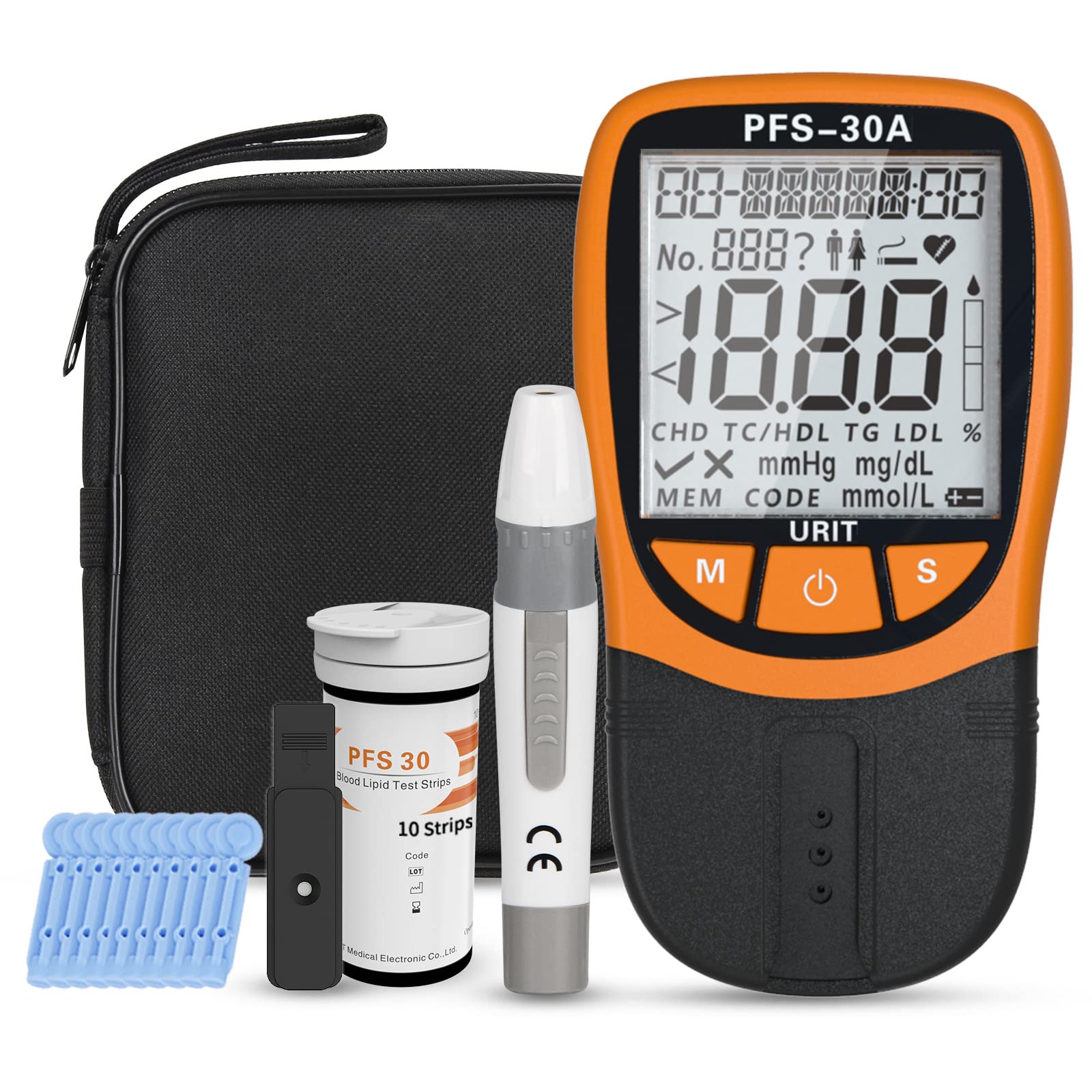 5- in-1 Lipid Test Kit, Cholesterol Test Kit, Cholesterol Tester Meter Kit at Home, (All-in-One 10ea x Profile Cholesterol Test Strips Included), Accurate and Easy to Use.