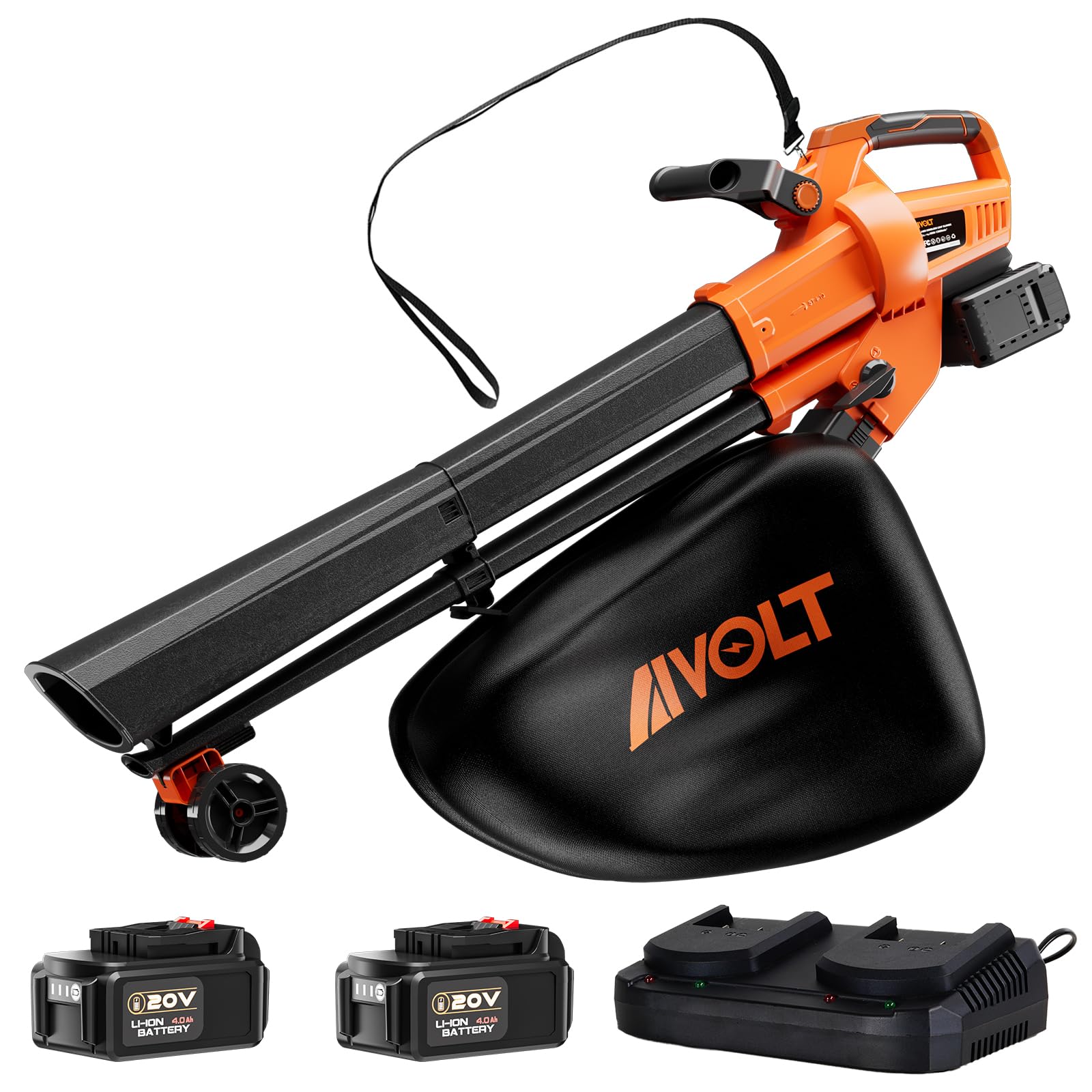 AIVOLT Cordless Leaf Blower Vacuum Mulcher 40V, 2pcs 4.0Ah Battery Powered Leaf Vacuum with 40L Bag, Battery and Charger Included, 160MPH Air Speed, Perfect for Lawn Care Yard Cleaning