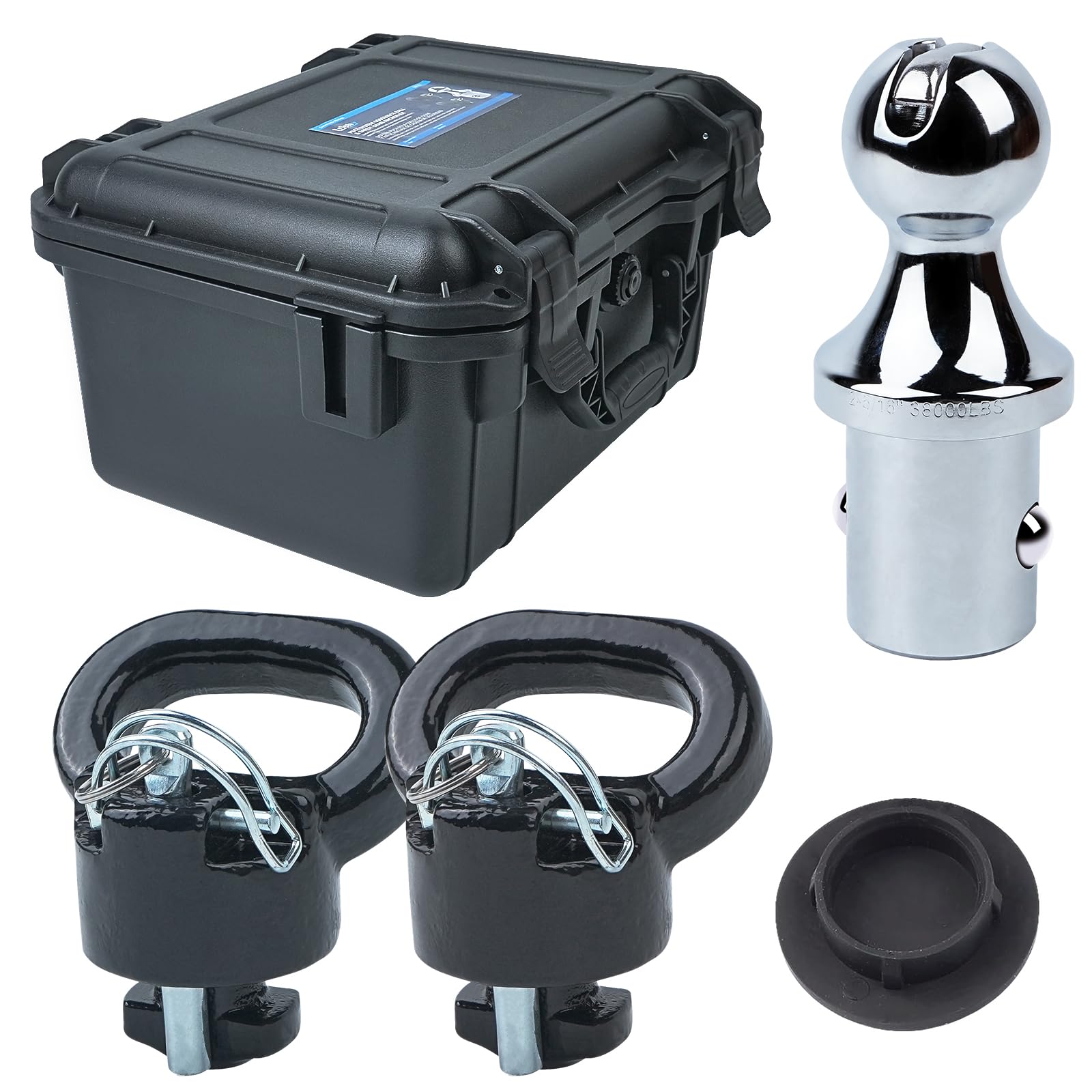 Lrichy 60618 Upgraded 38k Puck System Gooseneck Hitch Ball Kit with Case for 2013-2024 Dodge Ram 2500 3500, 2-5/16 in Hitch Ball for Truck Bed with 2 Gooseneck Safety Chain Anchors