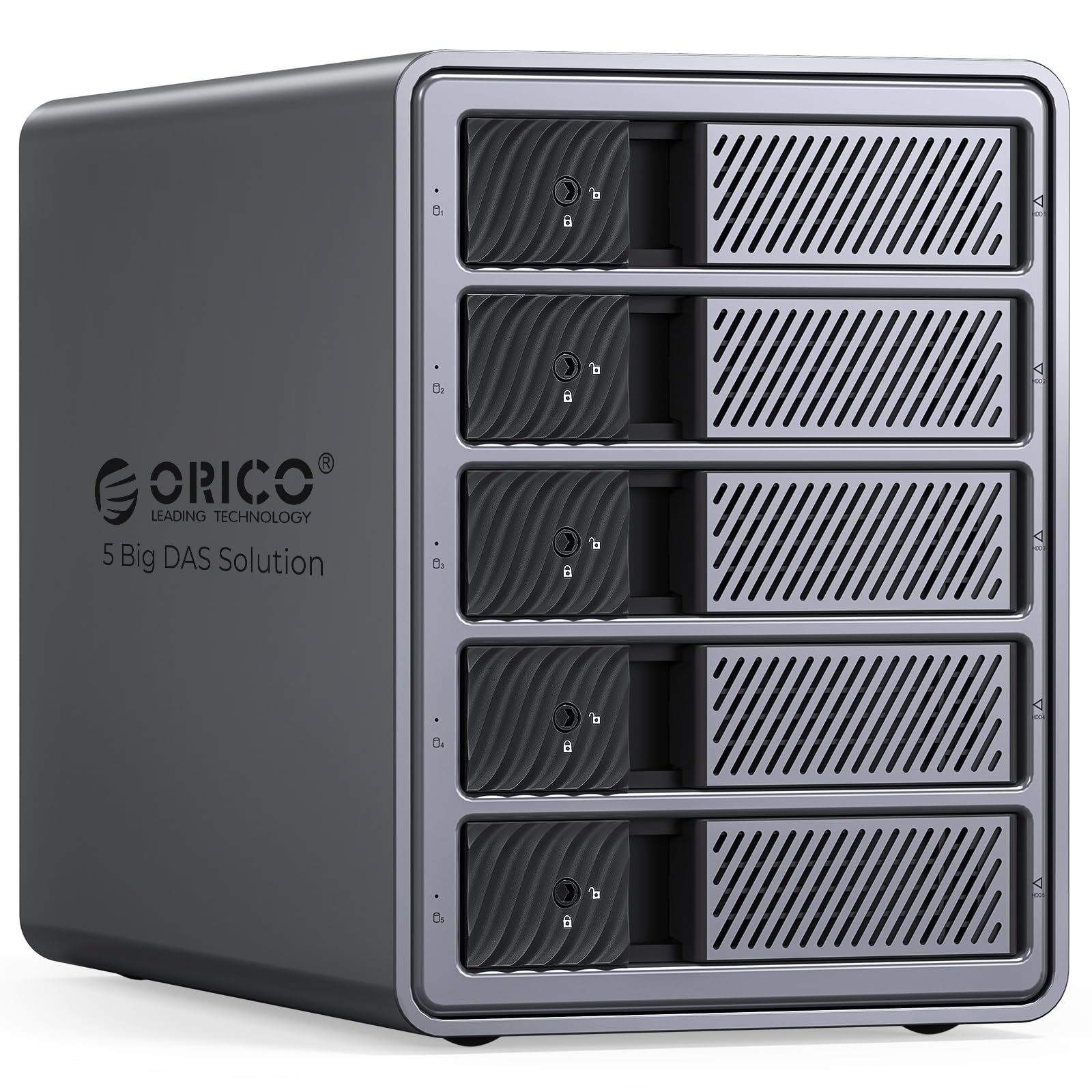 ORICO RAID 5 Bay HDD Enclosures USB 3.0 Push-Pull Mounting for 3.5-inch HDD, Max 110TB, External Direct Attached Storage 8 RAID Modes Supported 9858RU3