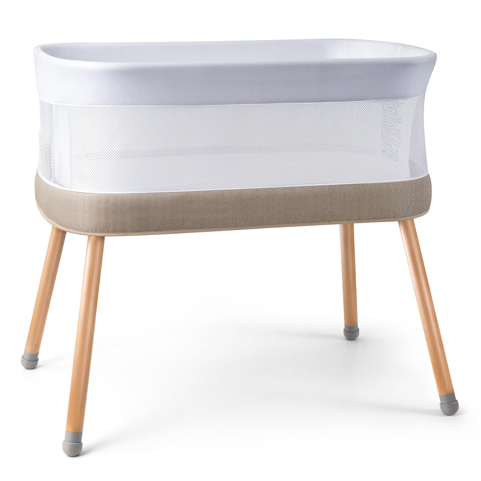 VaVaSoo Rocking Bassinet for Baby 3 Speeds Electric Bedside Sleeper with White Noise, Automatic Bedside Crib for Newborn, Brownish-Yellow