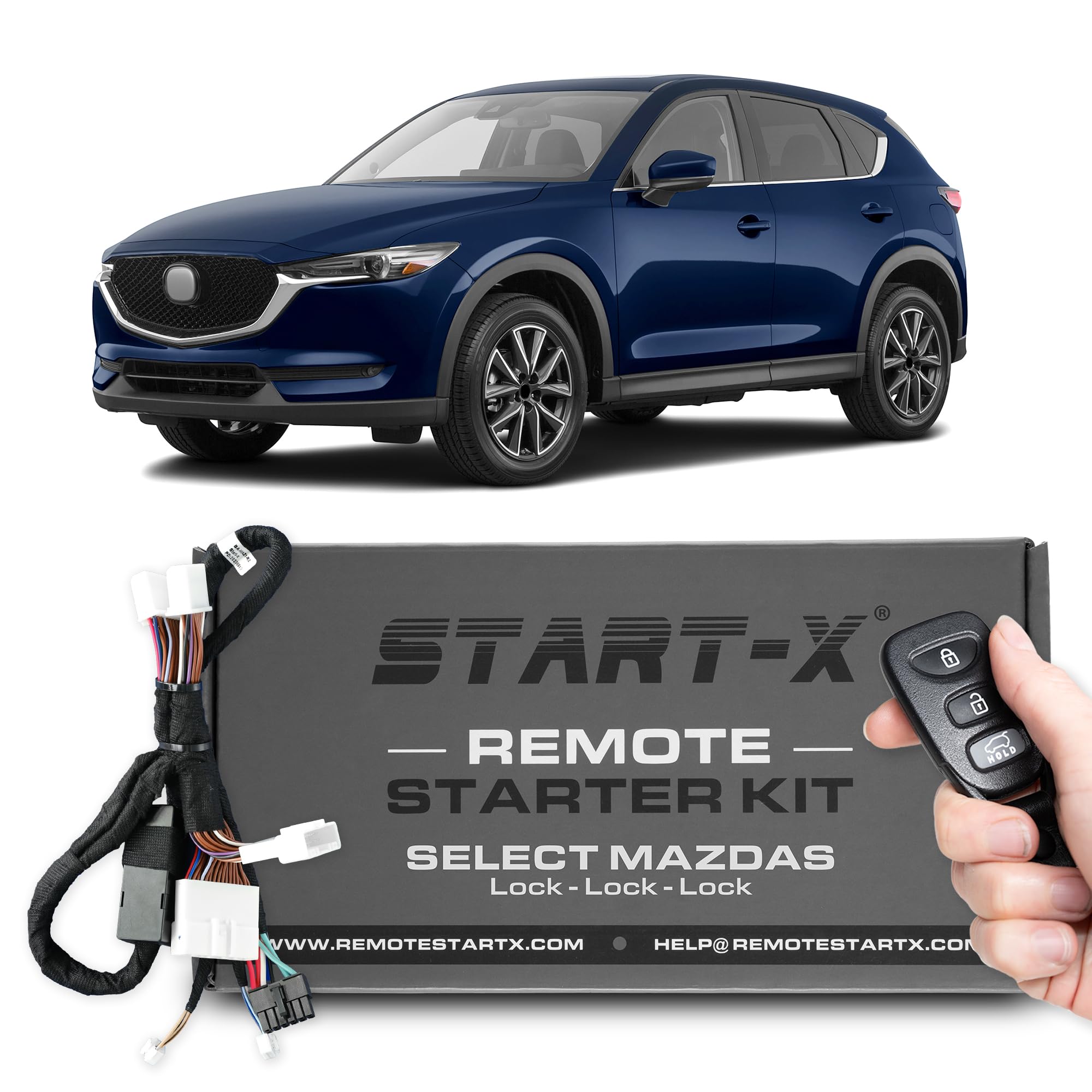 Start-X Remote Starter Kit for Mazda 3 (2014-18), Mazda 6 (2014-21), Mazda CX-3 (2016-22), Mazda CX-5 (2013-25), Mazda CX-9 (2016-23), and Mazda MX-5 Miata (2016-23) | Plug N Play | Lock 3X