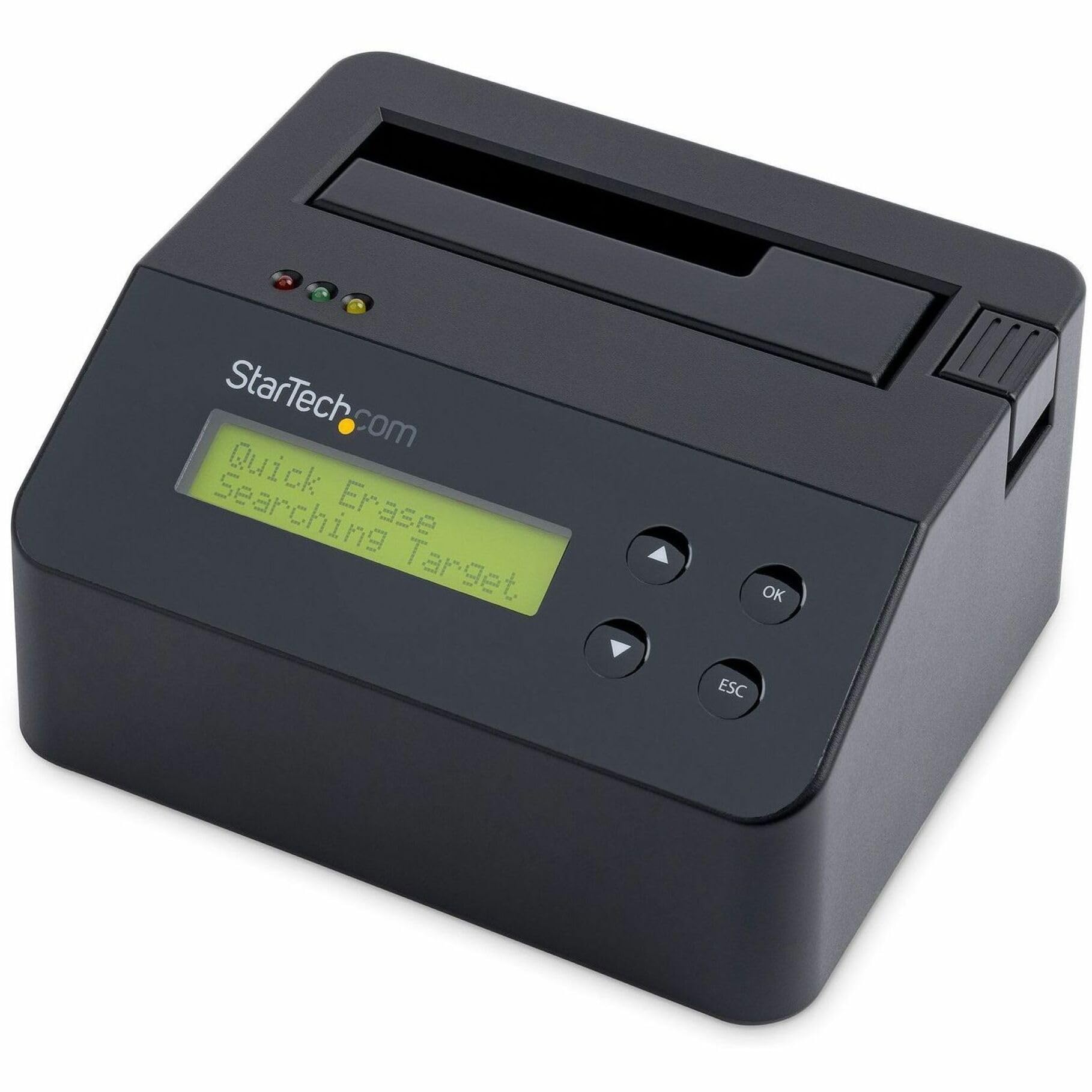 StarTech.com Single Bay Hard Drive Eraser, Standalone HDD/SSD Disk Wiper/Sanitizer, 4Kn, USB 3.0 to SATA III, 9 Erase Modes, LCD, RS232 Printer Port, Hardware Erasing Tool, TAA Compliant (SDOCK1EU3P2)