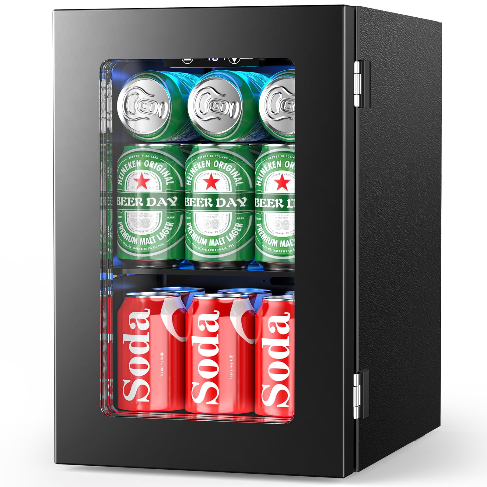 Electactic 24 Cans Beverage Refrigerator Cooler, Mini Fridge Countertop Drink Cooler for Soda, Canned Beer, Adjustable Digital Temperature Control for Home Dorm Office, Black