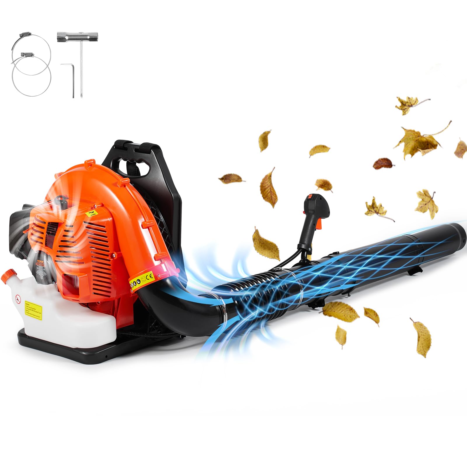 VEVOR 79cc Backpack Gas Leaf Blower, 2-Cycle Gas Powered Backpack Blower with 3L Fuel Tank, 930CFM Air Volume 184MPH Speed, Ideal for Lawn Care