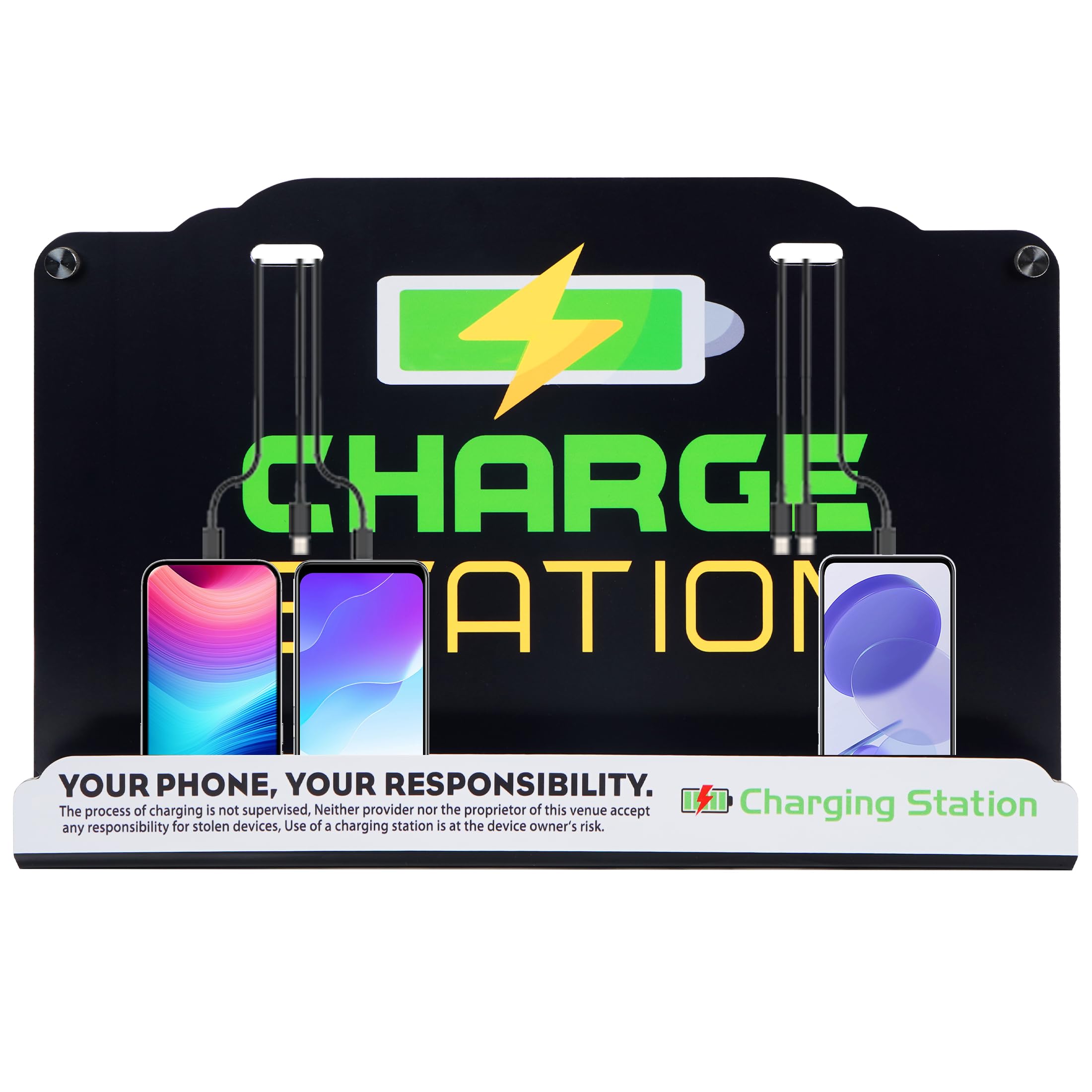 Wall Mount Charging Station with 8 Ports Phone Charger with Type-C,Android Port | Applicable for Applicable Airport Hospitals Banks Hotel and Public Places (Black)