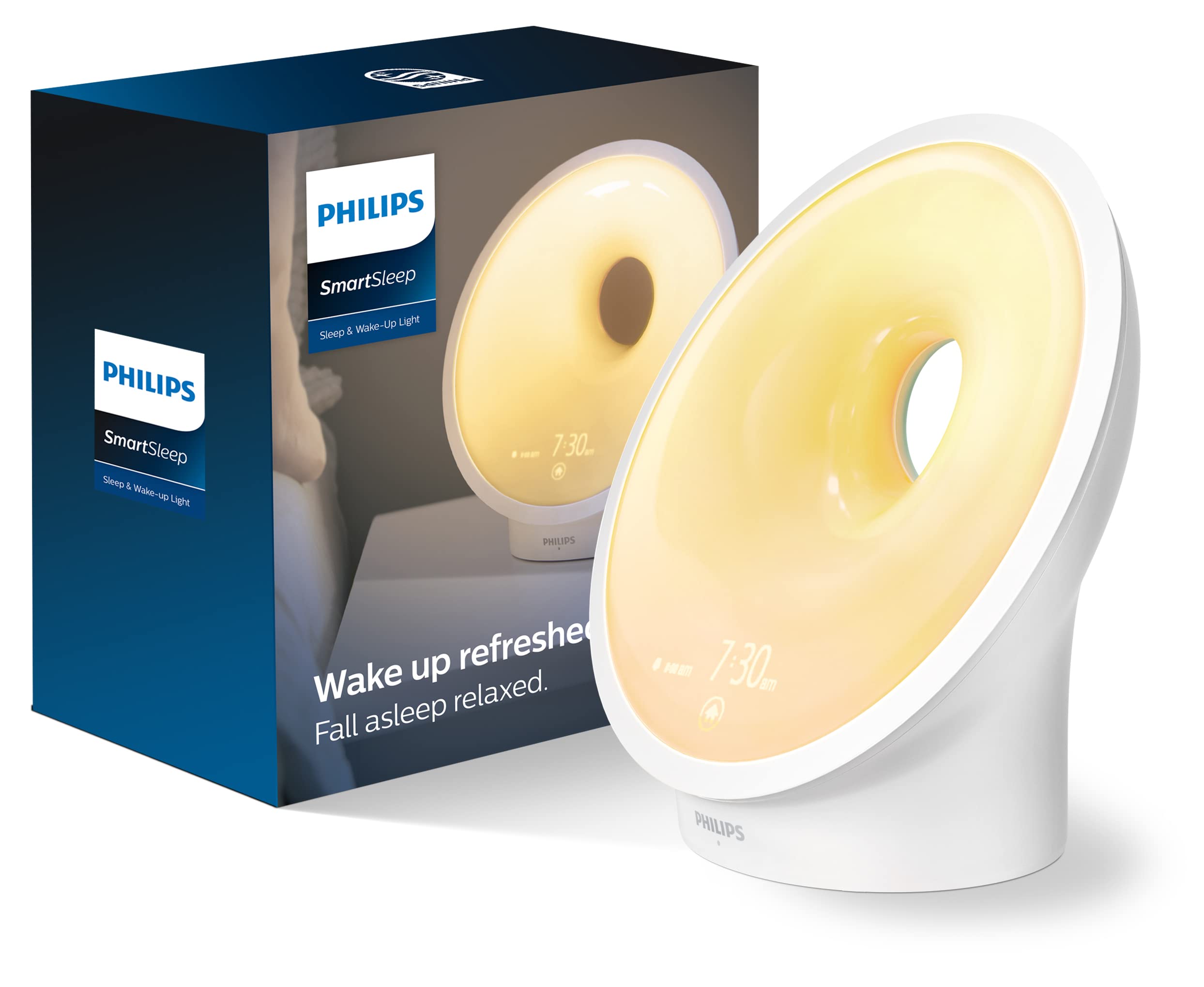 Philips SmartSleep Sleep and Wake-Up Light, Simulated Sunrise and Sunset, Multiple Lights and Sounds, RelaxBreathe to Sleep, AMZ Exclusive, HF3650/60