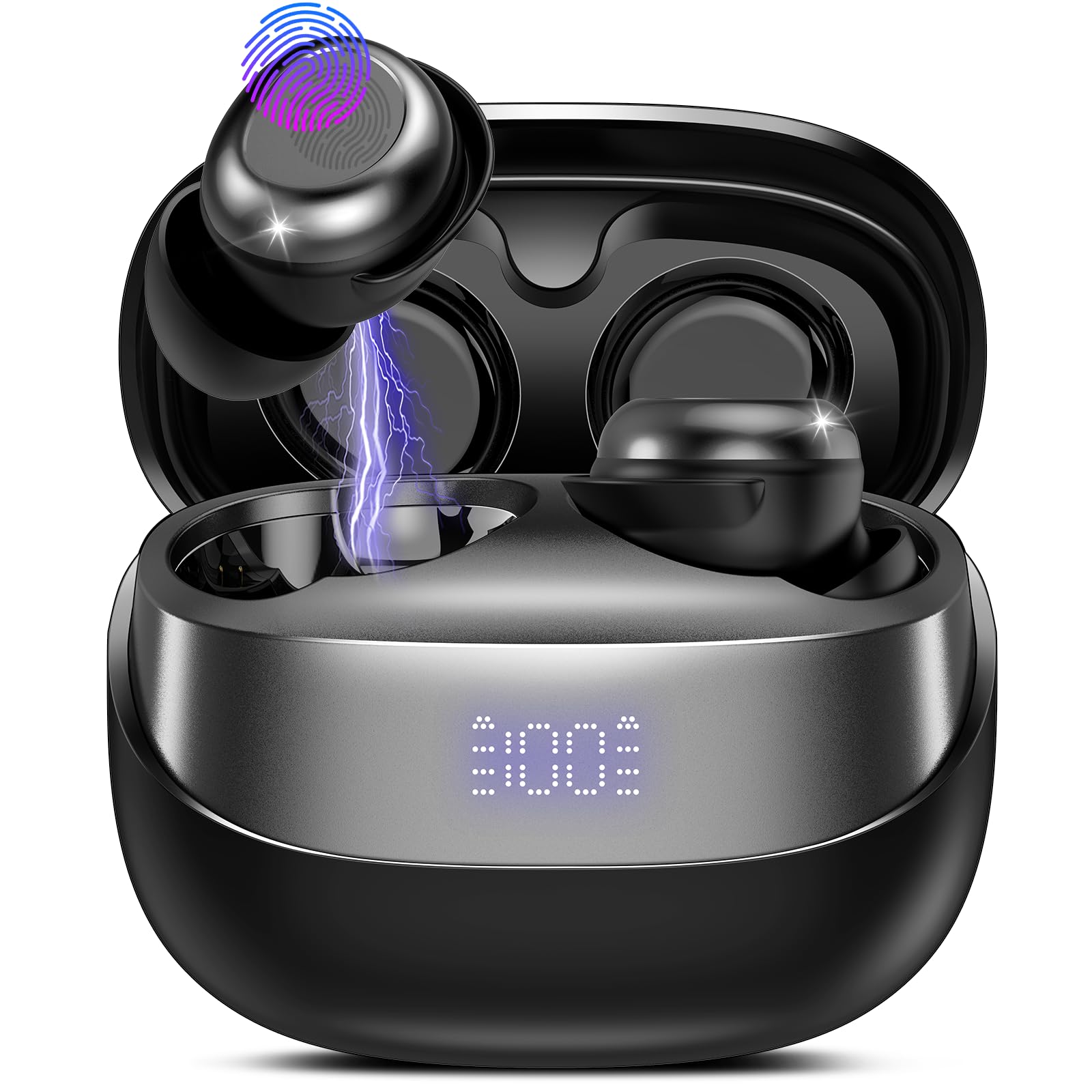 DUSONLAP Sleep Earbuds Bluetooth 5.4 in Ear Light-Weight Headphones, Mini Sleep Headphones Small Design for Side Sleepers, 47H Playtime with Charging Case, Clear Calls Earphones, Mysterious Black