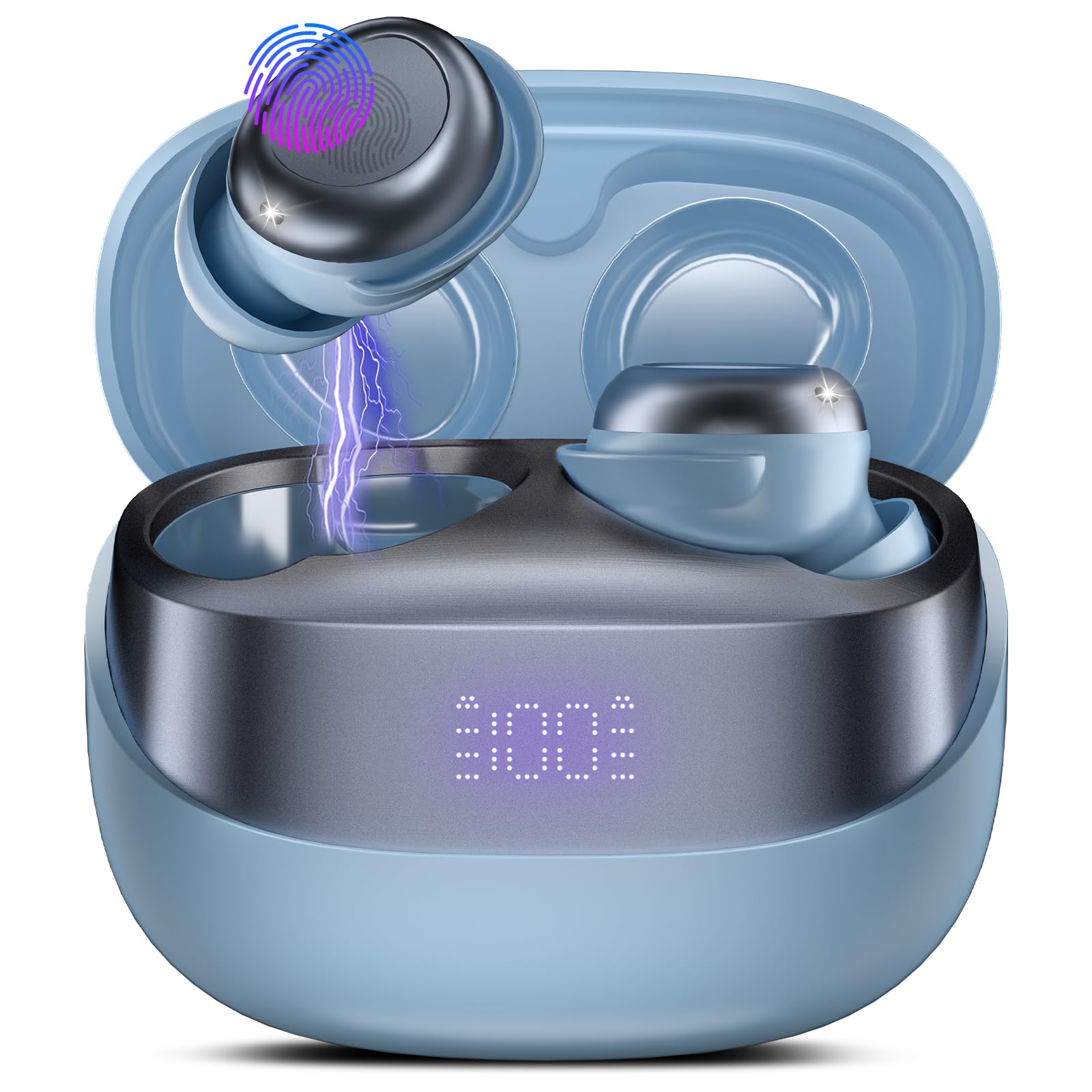 DUSONLAP Sleep Earbuds Bluetooth 5.4 in Ear Light-Weight Headphones, Mini Sleep Headphones Small Design for Side Sleepers, 47H Playtime with Charging Case, Clear Calls Earphones, Gray Blue