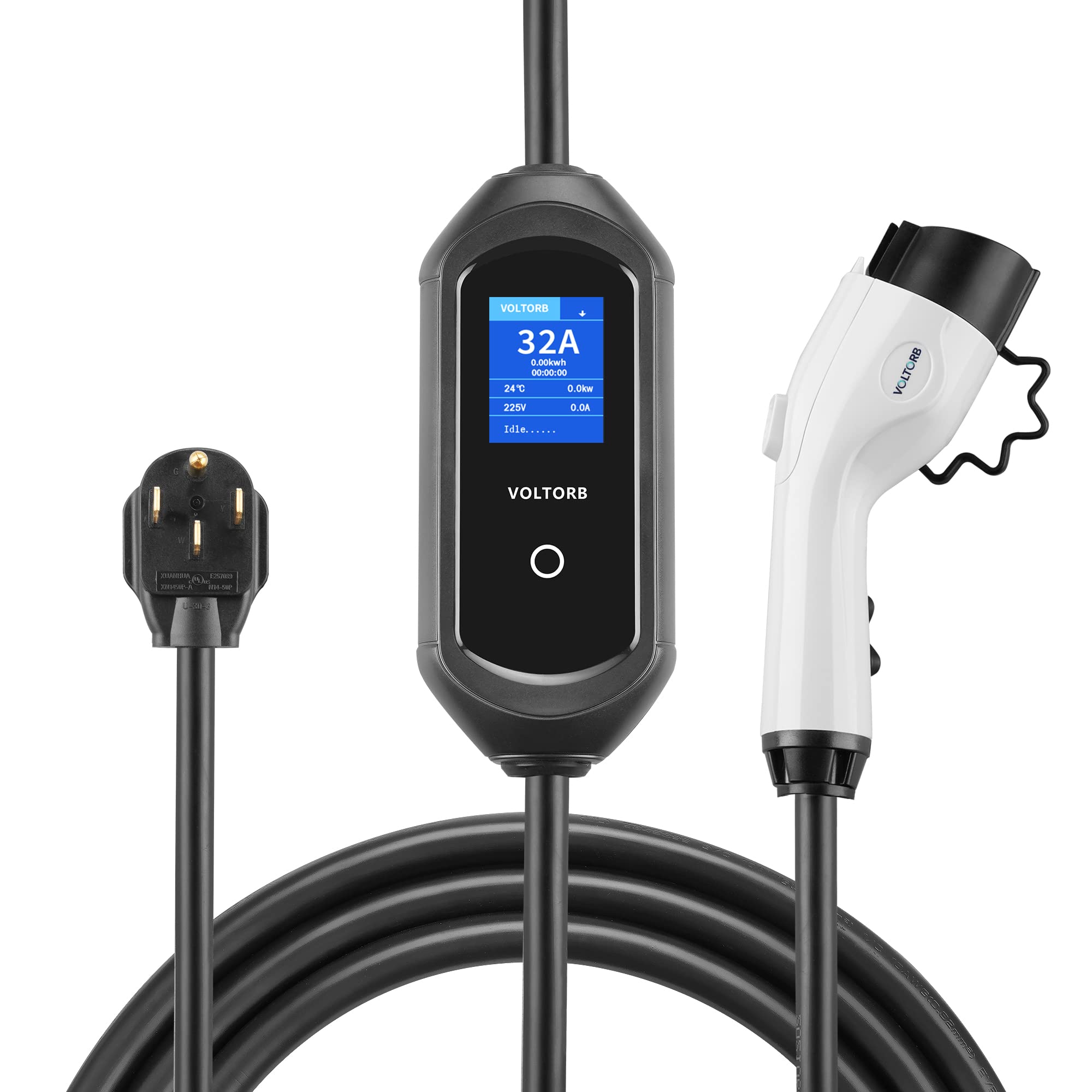 VOLTORB Level 2 Electric Vehicle EV Charger for J1772 Charging Adapter Home‘s NEMA 14-50 (32 Amp/240 Volt/ 20 ft Cable UL Listed) EV Charges 6X Faster
