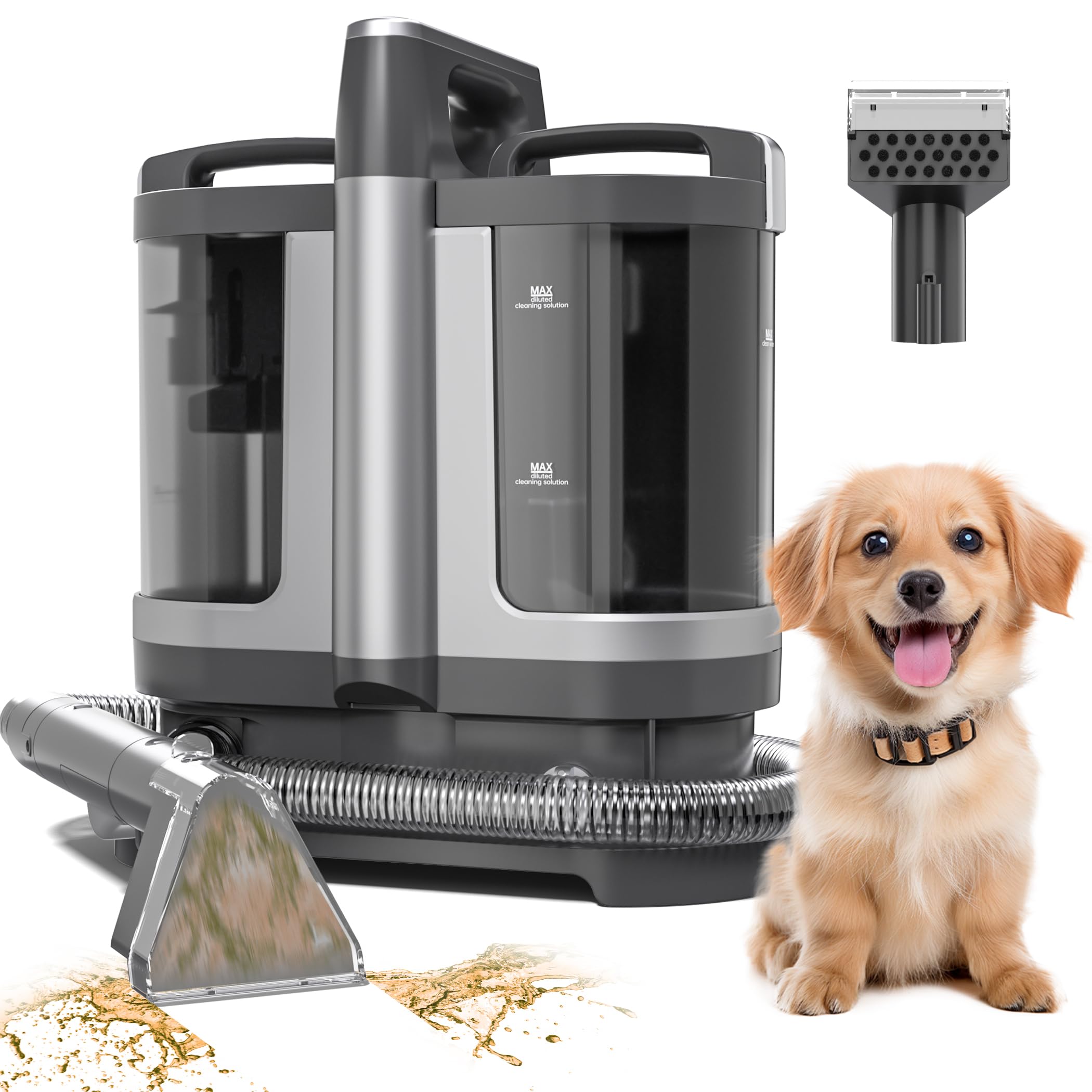 Carpet Cleaner Machine, Upgraded 20KPa Powerful Portable Upholstery Spot Cleaners Shampooer Machine,Deep Stain Remover for Pets,Stairs,Car Seat, Couch & Furniture