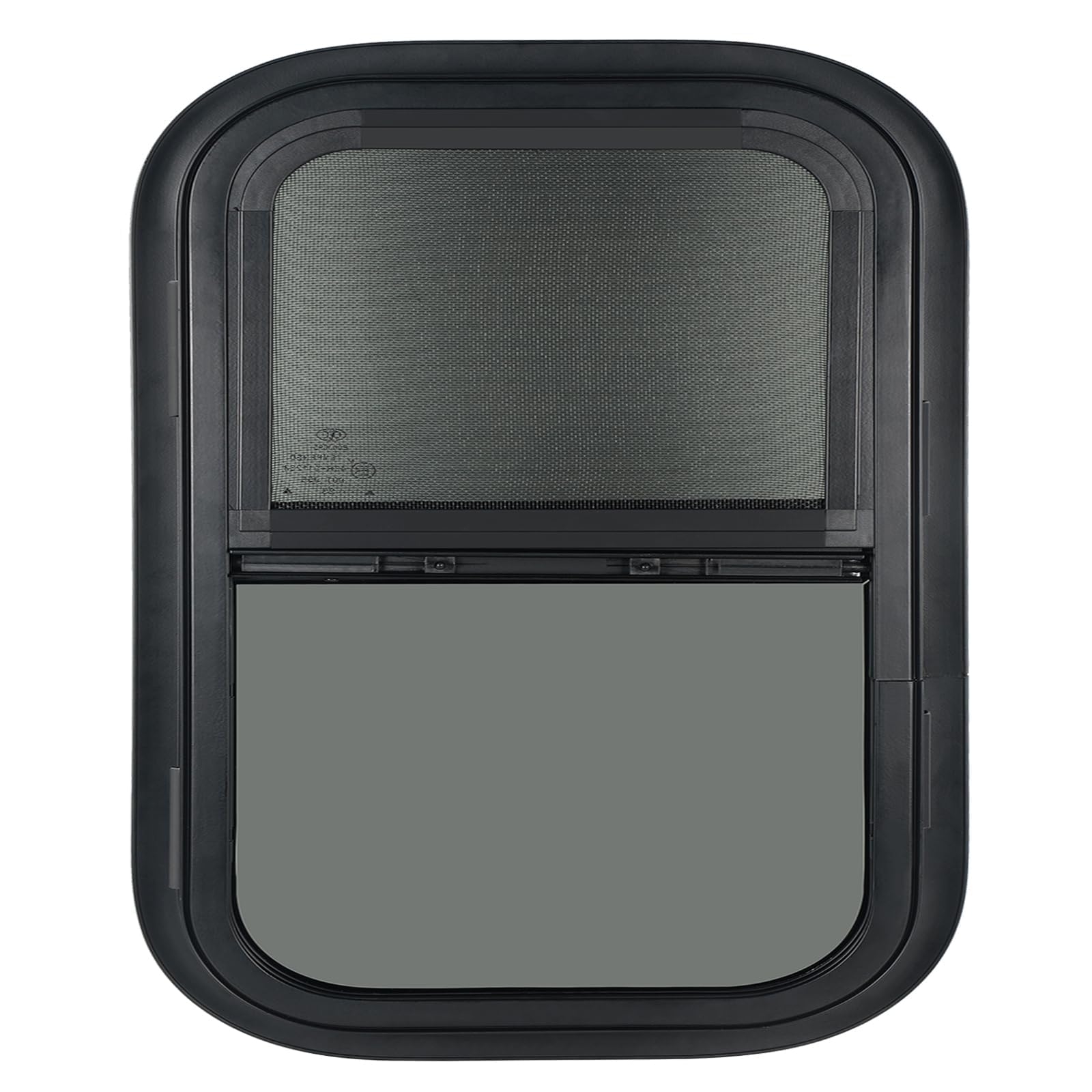 OUTPRIZE 2 Pack Vertical RV Windows, 14" W x 16" H Tinted Sliding RV Window with Net Screen and Trim Ring, Fit for 1" or 1-1/2" Thickness Wall, DOT Approved