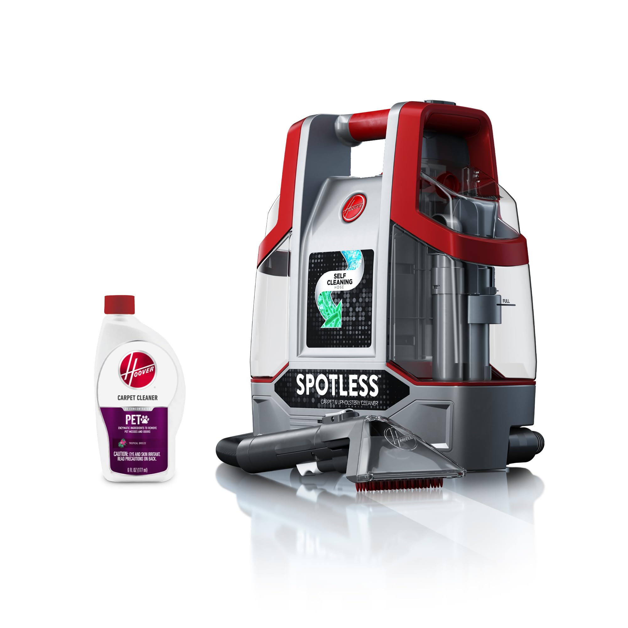 Hoover Spotless Portable Carpet + Upholstery Spot Cleaner Machine, Lightweight Shampooer Machine, Pet Stain Remover, Car and Auto Detailer, Pair with Hoover Carpet Cleaner Solution