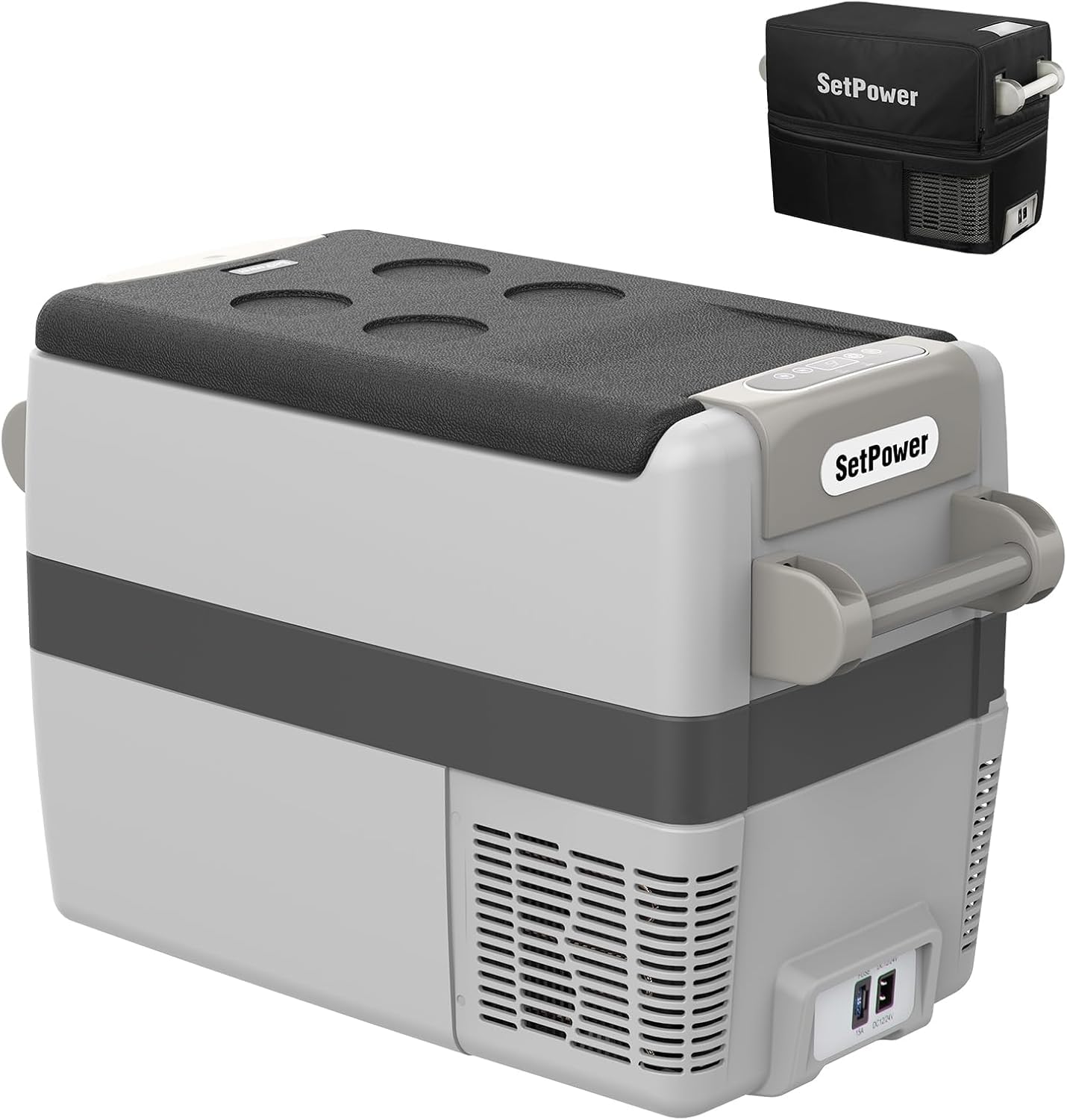 Setpower AJ40 Portable Refrigerator with Cover 42 Quart Electric Cooler 12 Volt Refrigerator Car Fridge Car for Truck Van RV Camping Travel Fishing