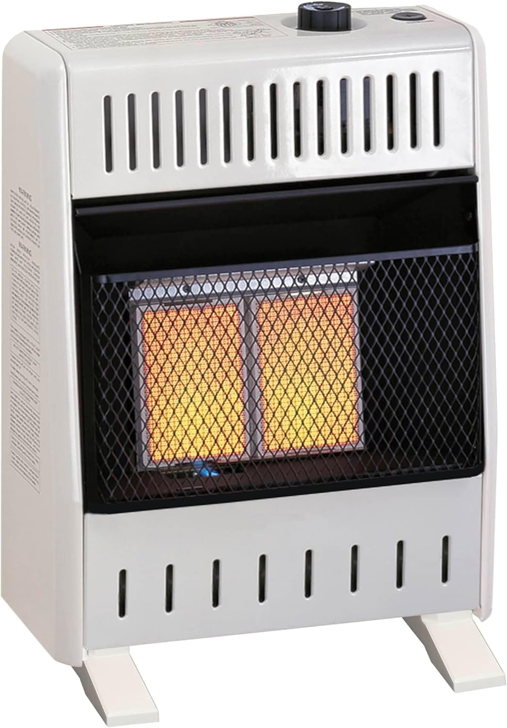 ProCom ML100TPA-B Ventless Propane Gas Infrared Space Heater with Thermostat Control for Home and Office Use, 10000 BTU, Heats Up to 500 Sq. Ft., Includes Wall Mount and Base Feet, White