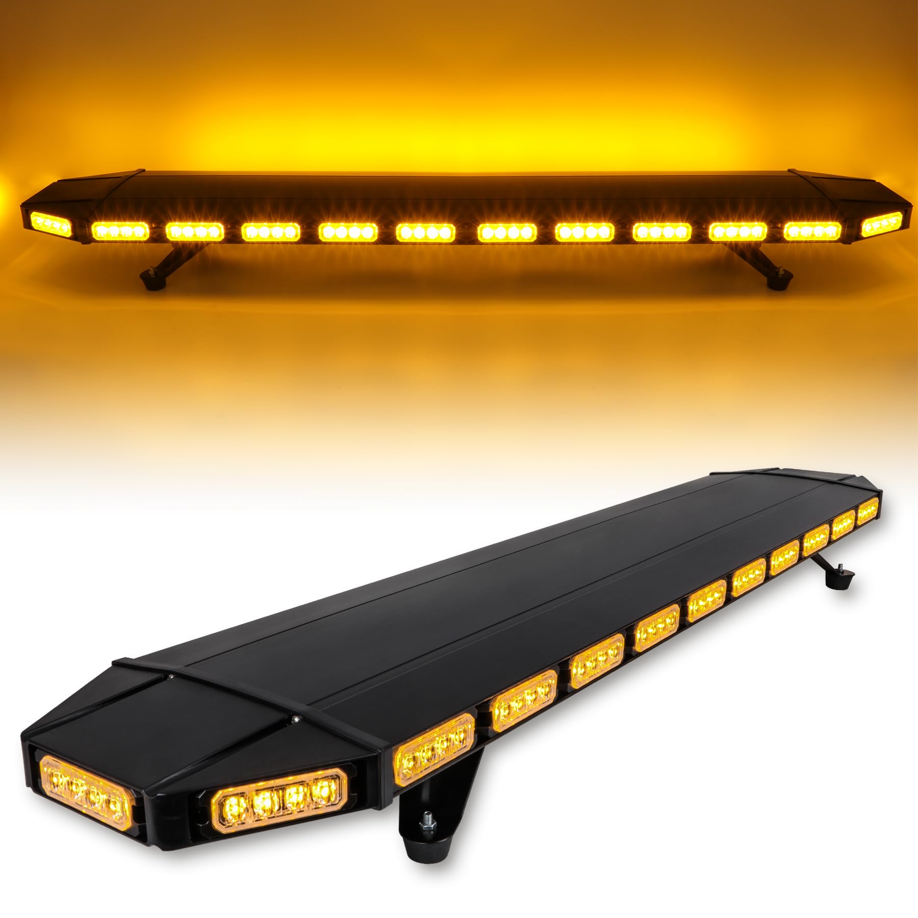 CUMART 48" 104LED Extreme High Intensity Construction Emergency Warning Strobe Light Bar Rooftop Low Profile Law Enforcement Hazard Flashing for Tow Truck Vehicle (Amber/Amber)