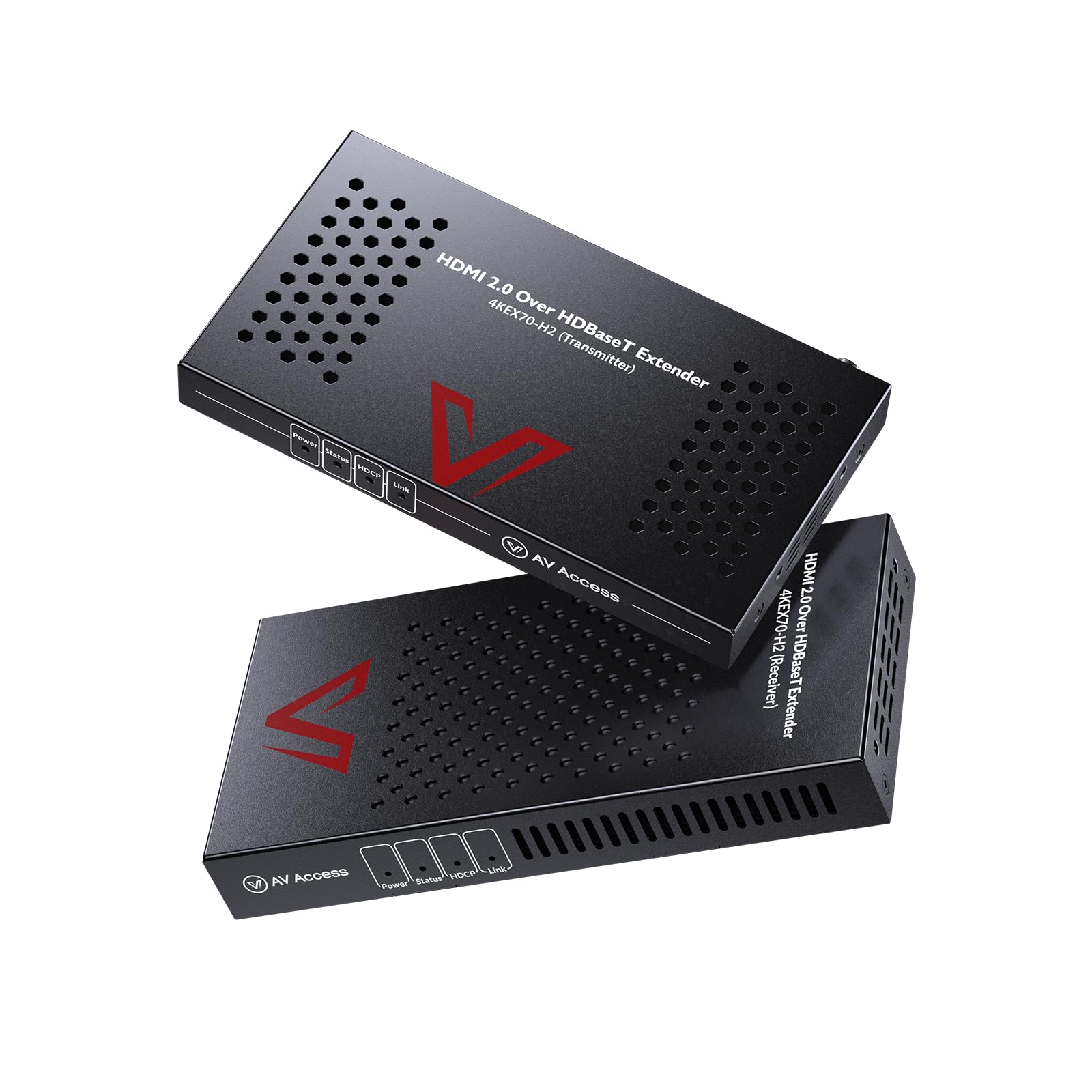 AV Access HDBaseT 4K HDMI Extender Over Cat5e/6/6a/7 4K@60Hz 130ft, 1080P@60Hz 230ft, HDR10+, HDMI 2.0 YUV4:4:4, HDCP 2.2, 18Gbps, Plug & Play, IR Return & PoE, Smart EDID
