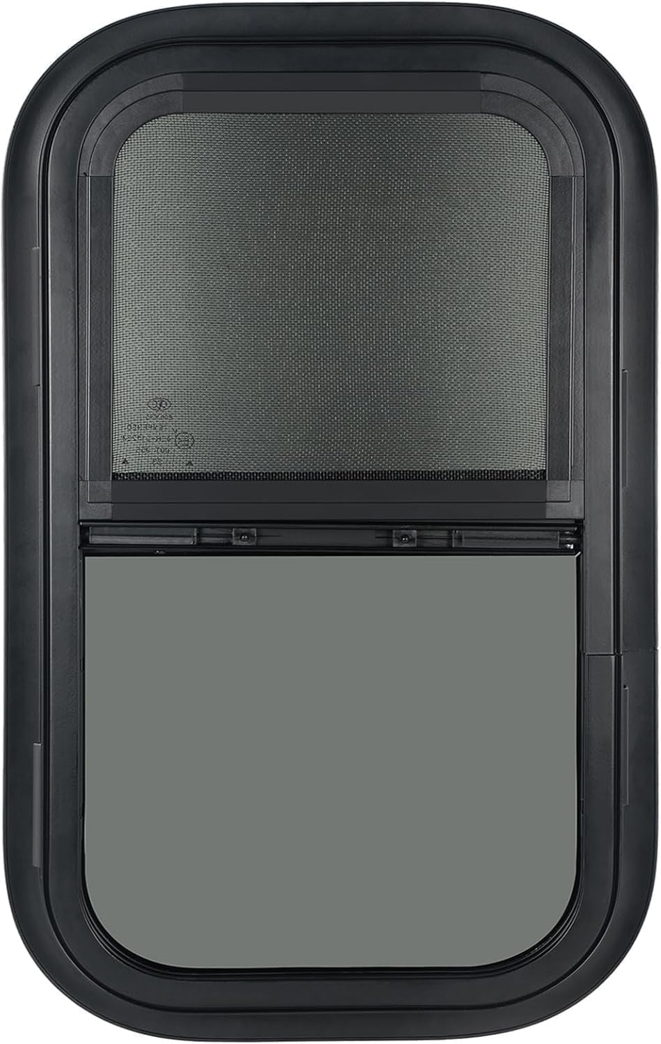 OUTPRIZE 2 Pack Vertical RV Window, 12" W x 24" H Tinted Sliding RV Window with Net Screen and Trim Ring, Fit for 1" or 1-1/2" Thickness Wall, DOT Approved