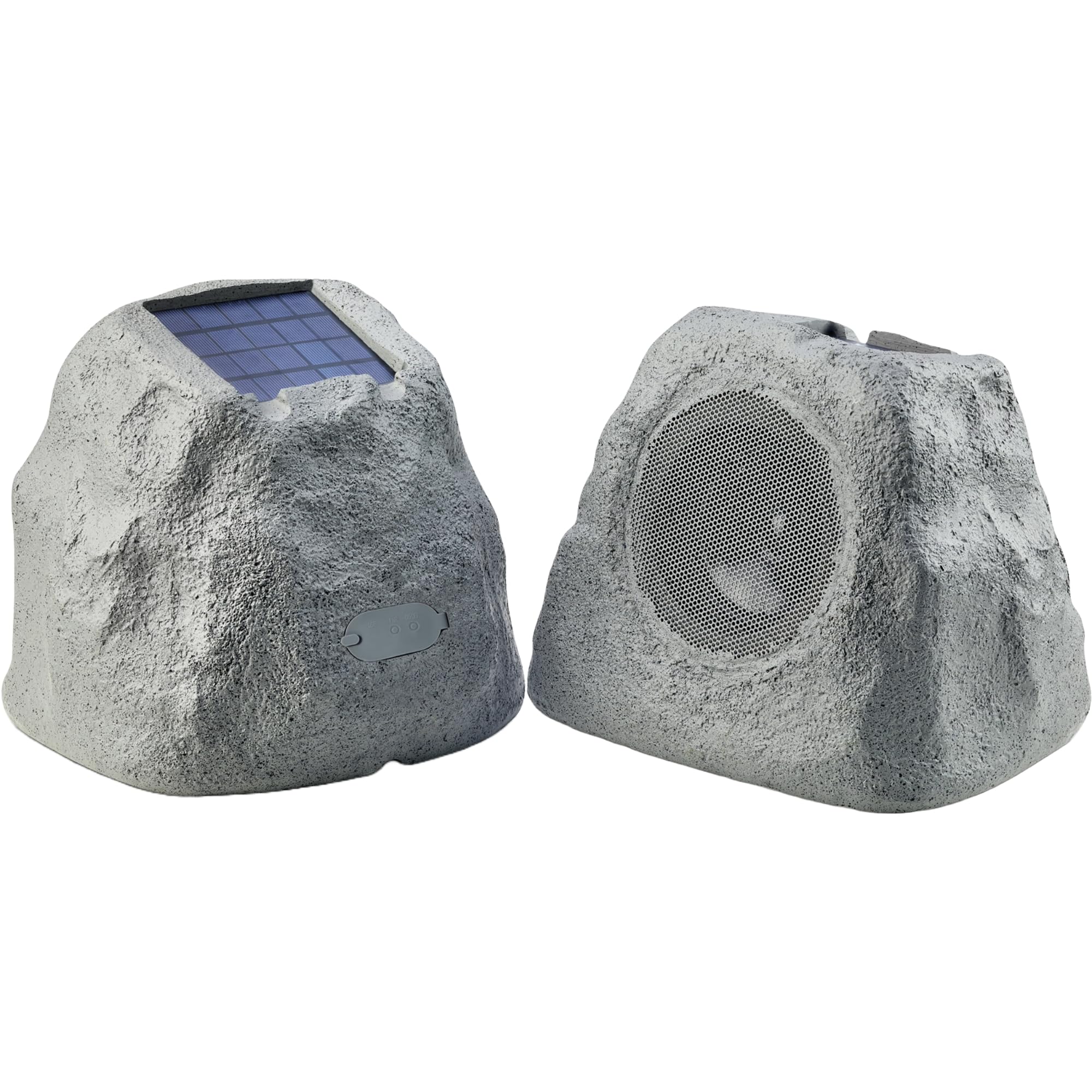 Gemini Sound GHRK-500LTMS-PR: Portable Solar-Powered Bluetooth Rock Speakers Pair with Multi-Link, Weather-Resistant Design for Outdoor Entertainment, Wireless Connectivity, and Ambient LED Lighting