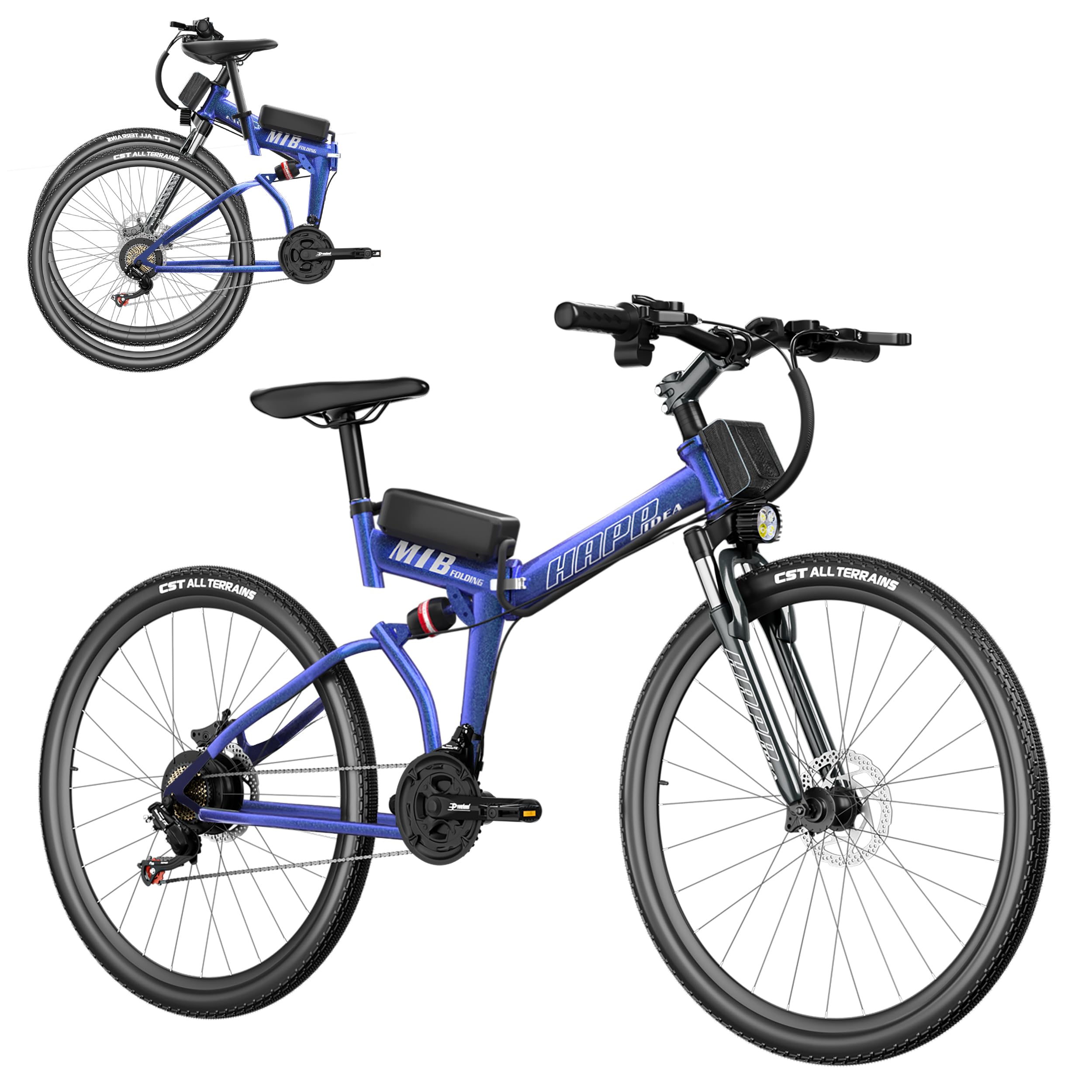 Winfire Foldable Electric Bike for Adults 500W Electric Mountain Bike 26" Ebike 20MPH Adult Electric Bicycles with 48V Removable Battery, Up to 50 Miles, 21 Speed&Dual Shock Absorber (Grey)