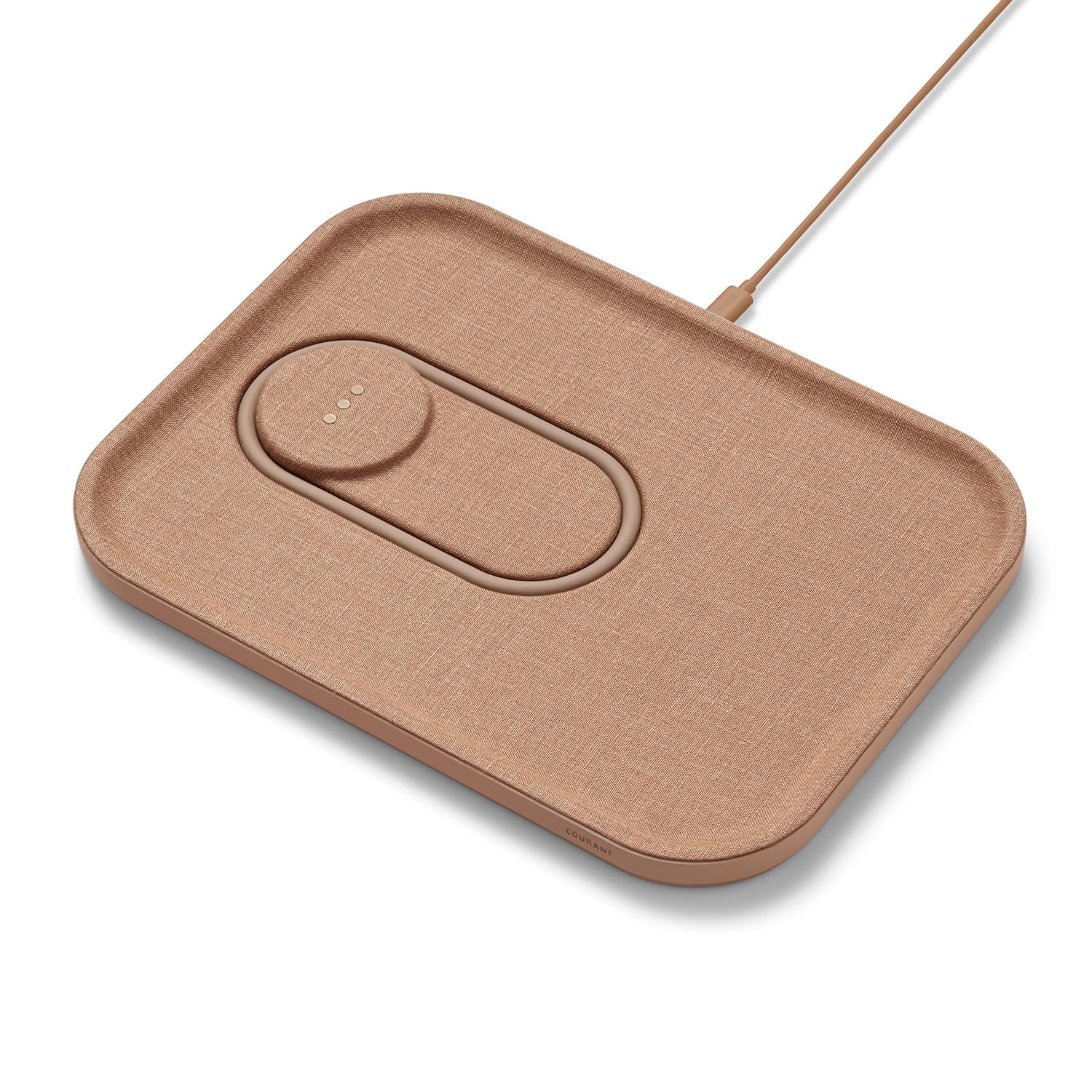 COURANT MAG:3 Charger and Tray - Belgian Linen, Multi-Device Charger Compatible with MagSafe iPhones 16, 15, 14, 13, 12 or Wireless AirPod Cases (Camel)