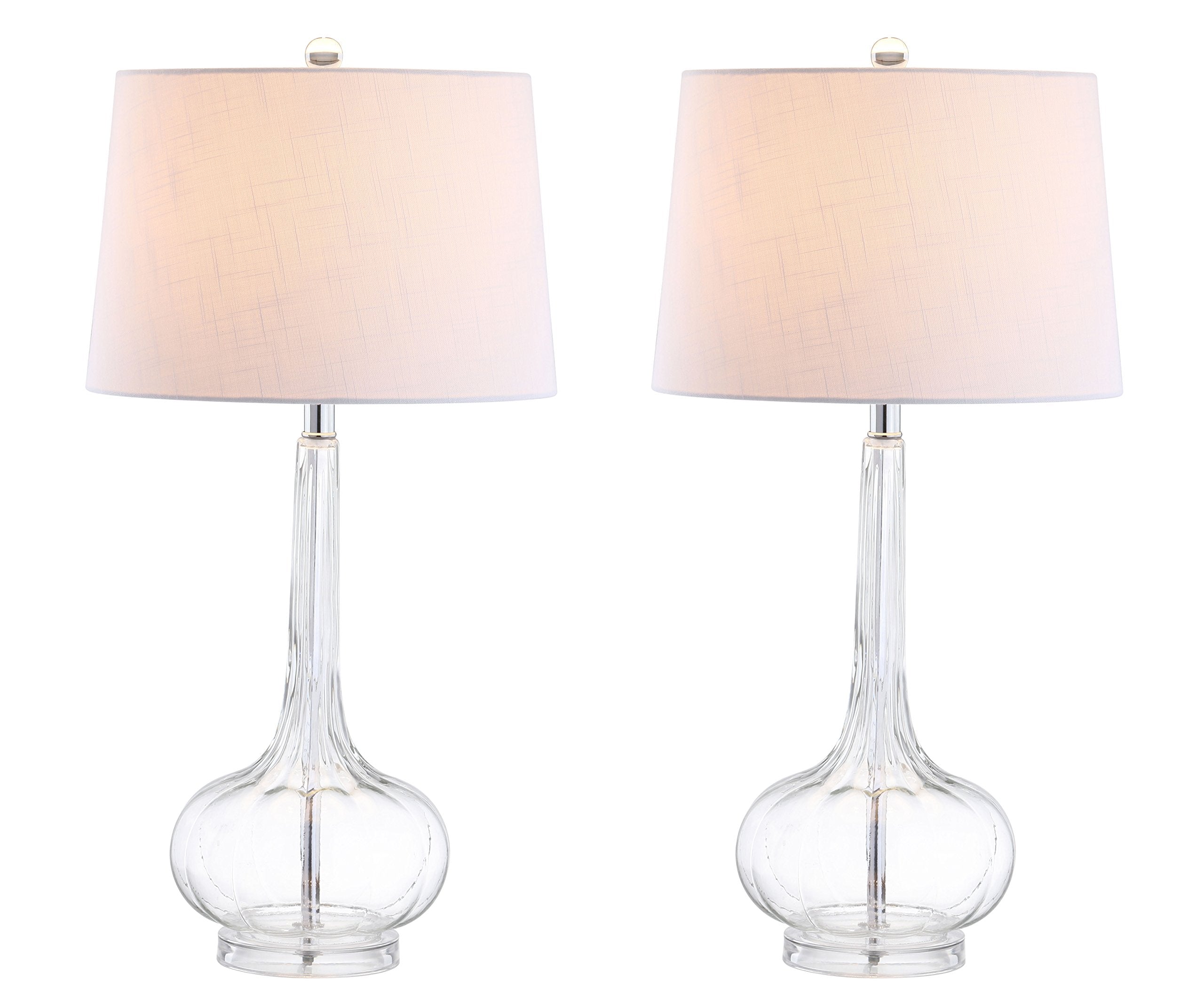 JONATHAN Y JYL1079C-SET2 Set of 2 Table Lamps Bette 28.5" Glass Teardrop LED Table Lamp Contemporary Bedside Desk Nightstand Lamp for Bedroom Living Room Office College Bookcase, Clear