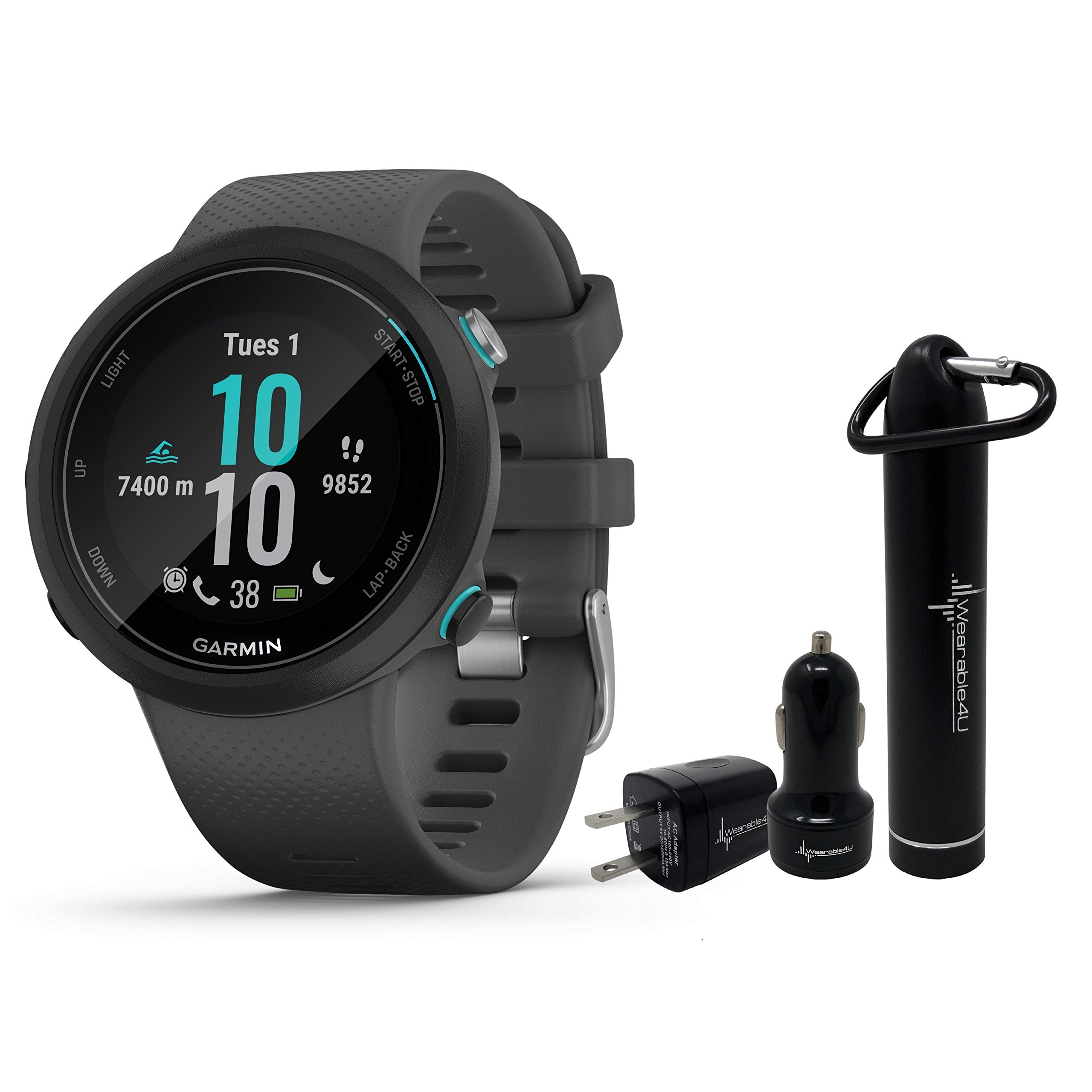 Wearable4U - Garmin Swim 2 GPS Swimming Smartwatch with Power Pack Bundle (Slate) 549