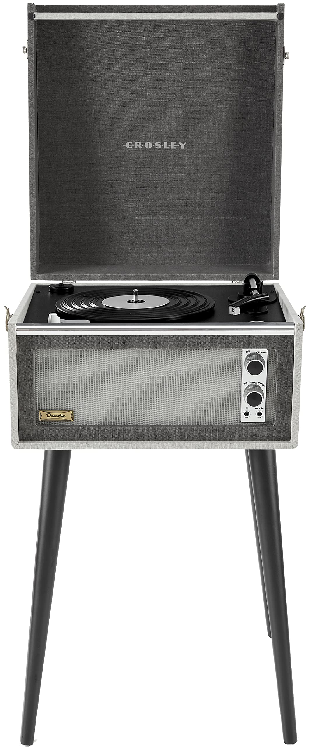 Crosley CR6233F-BK Dansette Bermuda Bluetooth in/Out Portable Vinyl Record Player Turntable with Aux-in, Black