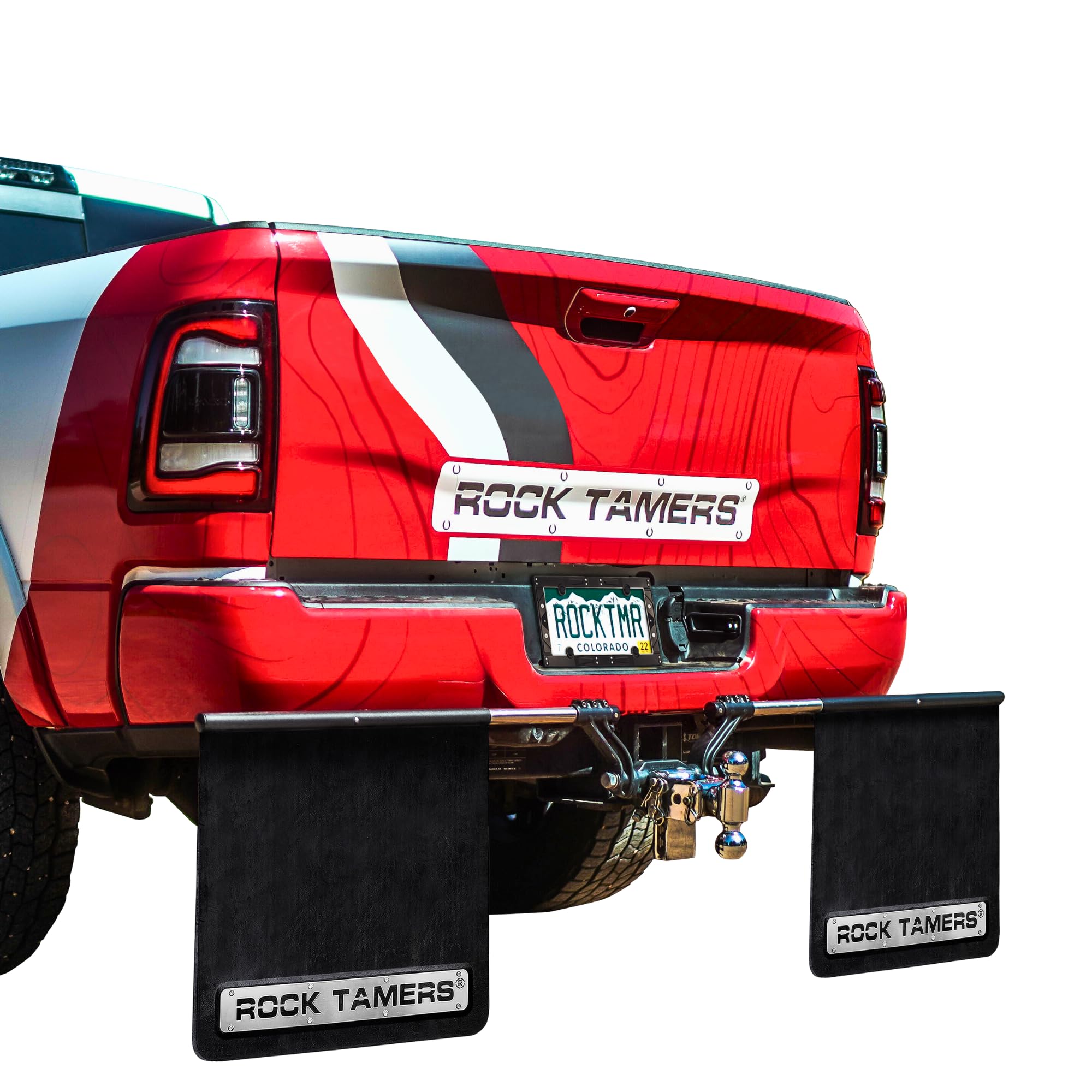 Rock Tamers 00108 - 2" Official Mudflap System - 2" Hitch Receiver, Check Measurements - Removeable and Adjustable Mud Flaps for Trucks - 1 System