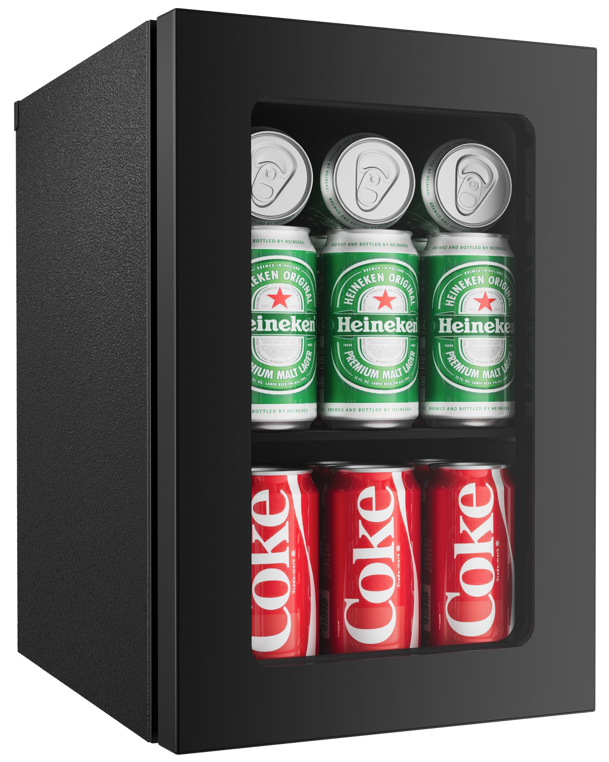 EUHOMY 6 Bottles and 6 Cans Wine Cooler Refrigerator with Glass Door, 37°F-57°F Countertop Wine Fridge Advanced Cooling Technology, Wine Celler with Removable Shelf for Home, Kitchen, Office