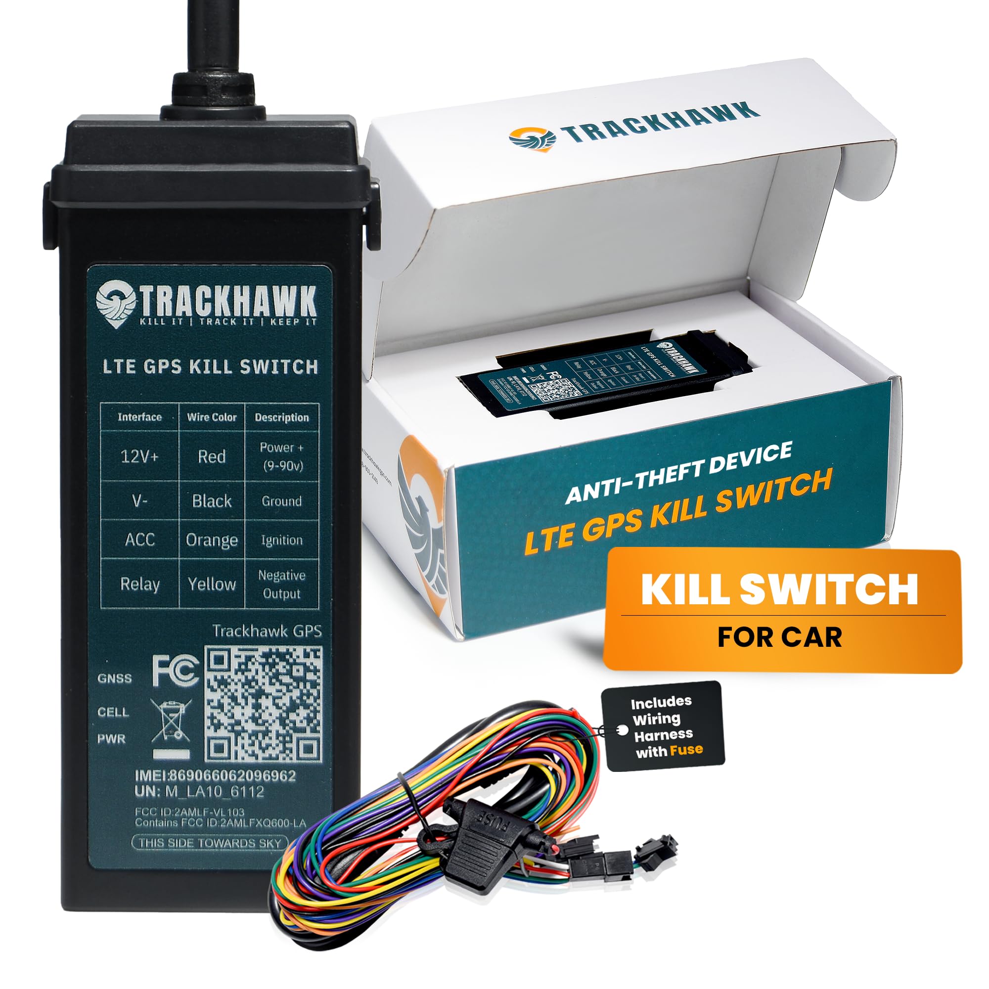 Trackhawk 4G LTE GPS Tracker - GPS Tracker for Vehicles, Kill Switch for Car, Anti Theft Car Device, Monitoring Device, Live-Tracking, Subscription Required - VL03