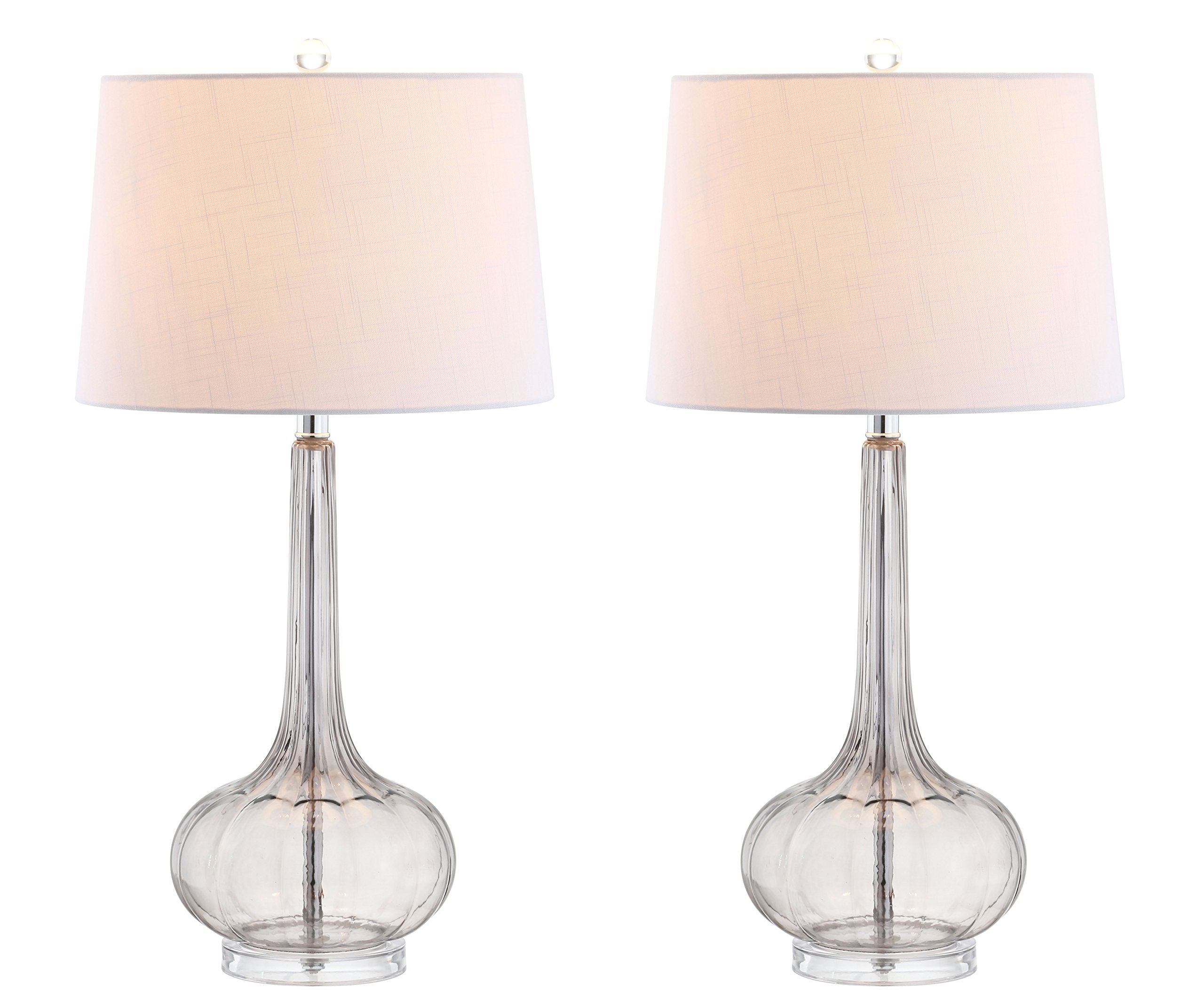 JONATHAN Y JYL1079D-SET2 Bette 28.5" Glass Teardrop LED Table Lamp Contemporary Transitional Bedside Desk Nightstand Lamp for Bedroom Living Room Office College Bookcase, Smoke Gray (Set of 2)