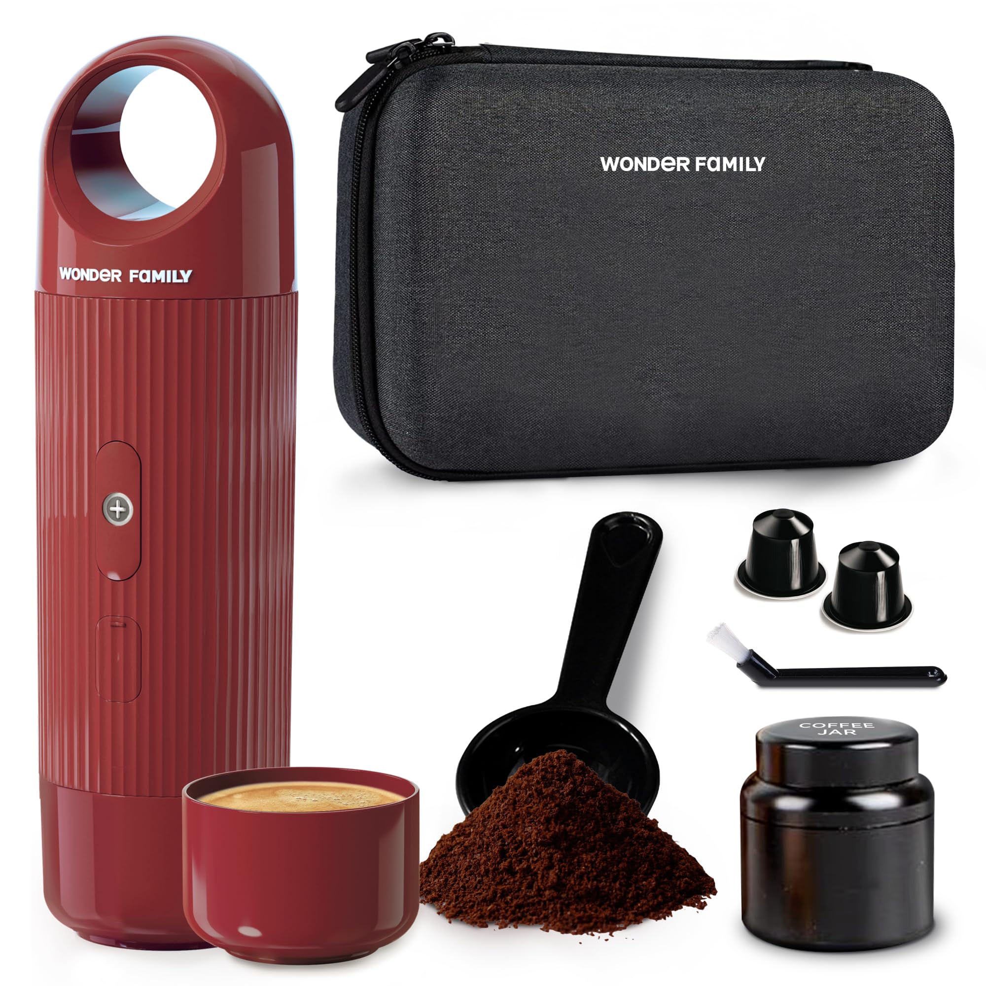 Portable Espresso Maker for Travel - Coffee Maker 5 Cup with Cold Water, 150 Cup with Preheated Water - Expresso Coffee Machine for Grounds, DG & NS Capsule - Automatic Espresso Machine, Type-C Charge