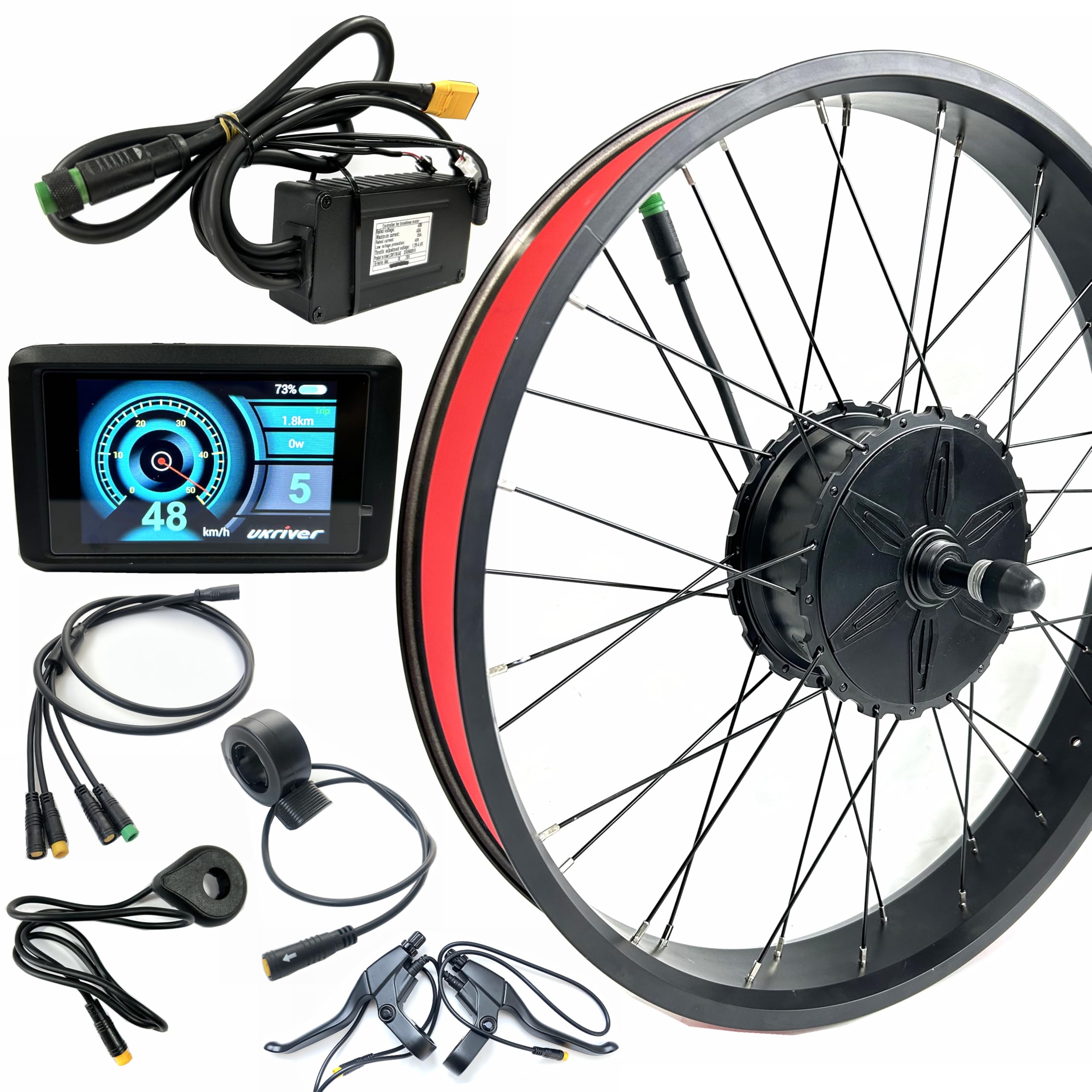 48V1500W Geared Hub Motor Kit 26'x4.0' Electric Bicycle Fat Bike Rear Drive 130N.m Torque Engine with Color Display Snow E-Bike Conversion Kit Waterproof Engine
