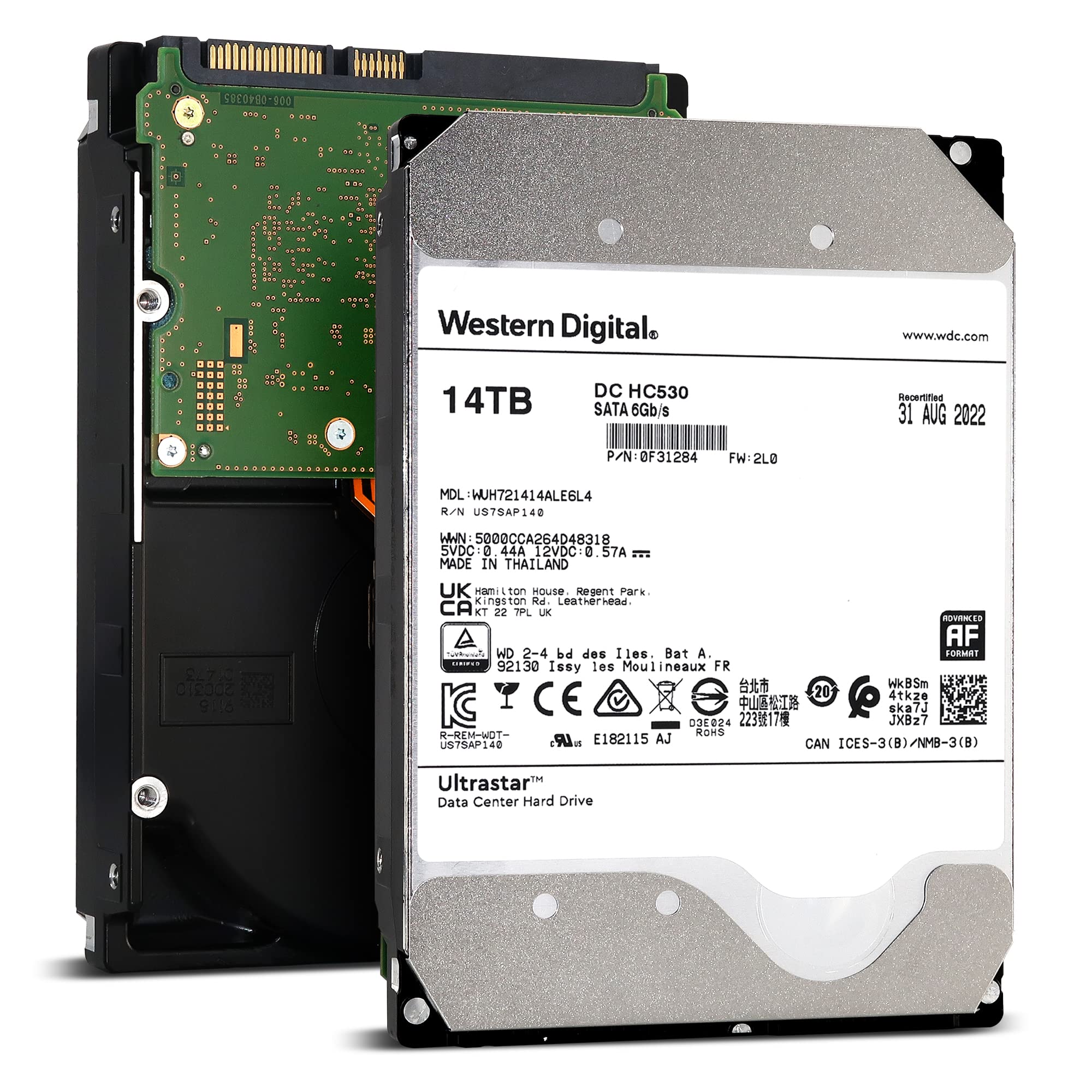WD Ultrastar DC HC530 14TB 7200RPM SATA 6Gb/s 3.5-inch Enterprise HDD - WUH721414ALE6L4 (Renewed)