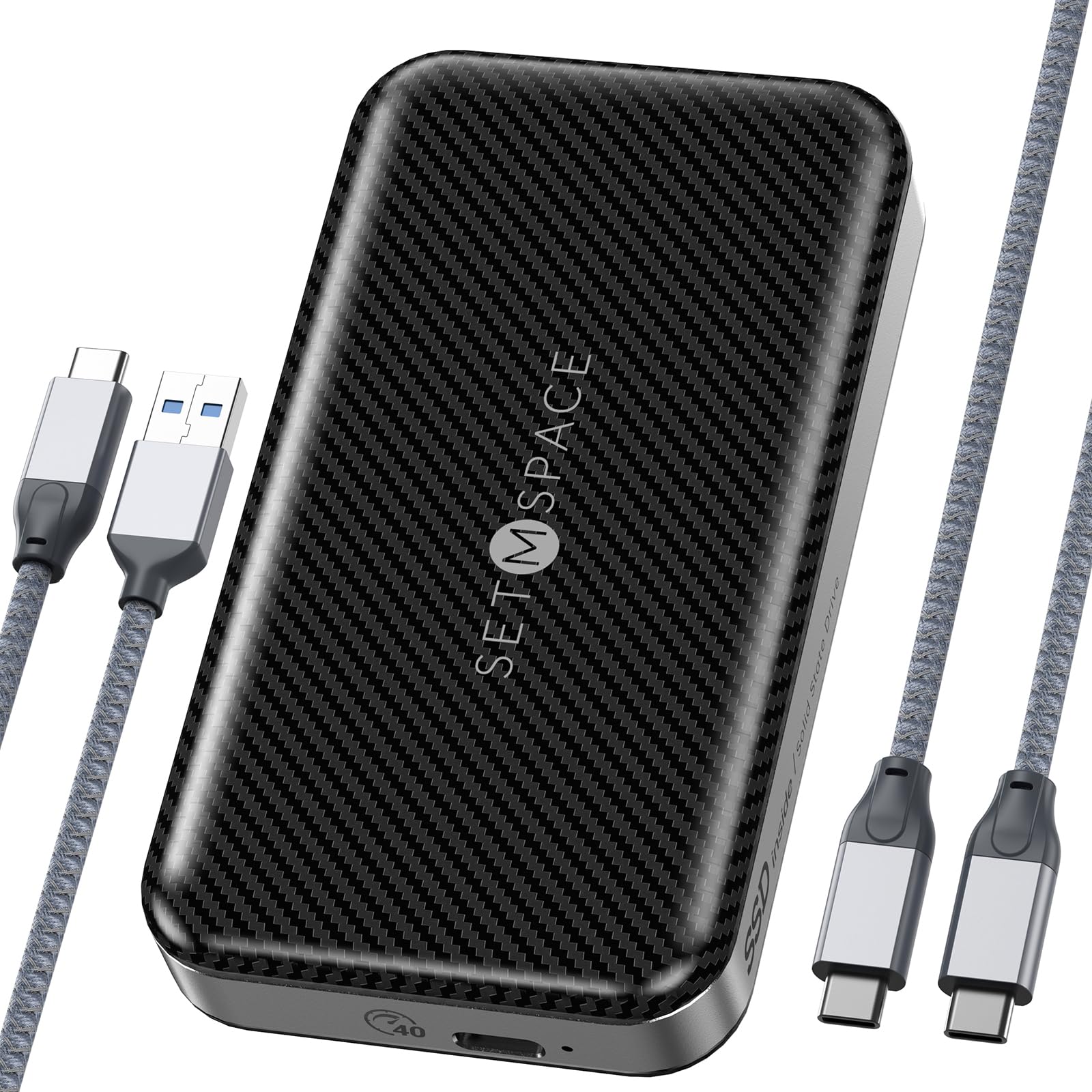 SETMSPACE External Hard Drive, External SSD 2TB, Portable Hard Drive 40Gbps | 3126MB/s, USB C Hard Drive for Storage and Backup, High-End Solid State External Hard Drive for Mac, Xbox [LP40-2T]