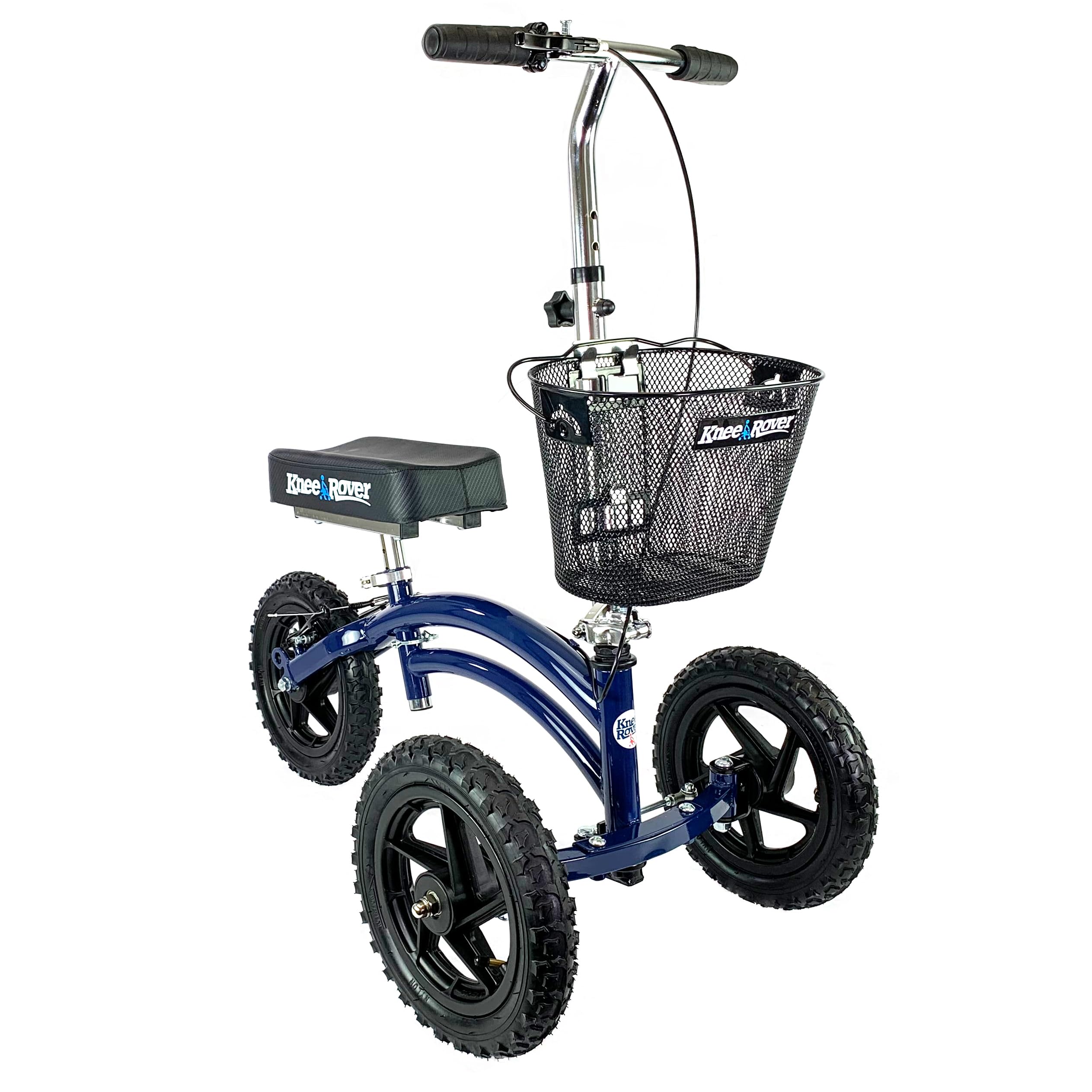 KneeRover Original Steerable All Terrain Knee Scooter for Adults for Foot Surgery Heavy Duty Knee Walker for Broken Ankle Foot Injuries - Leg Recovery Scooter Best Knee Crutch Alternative (Blue)