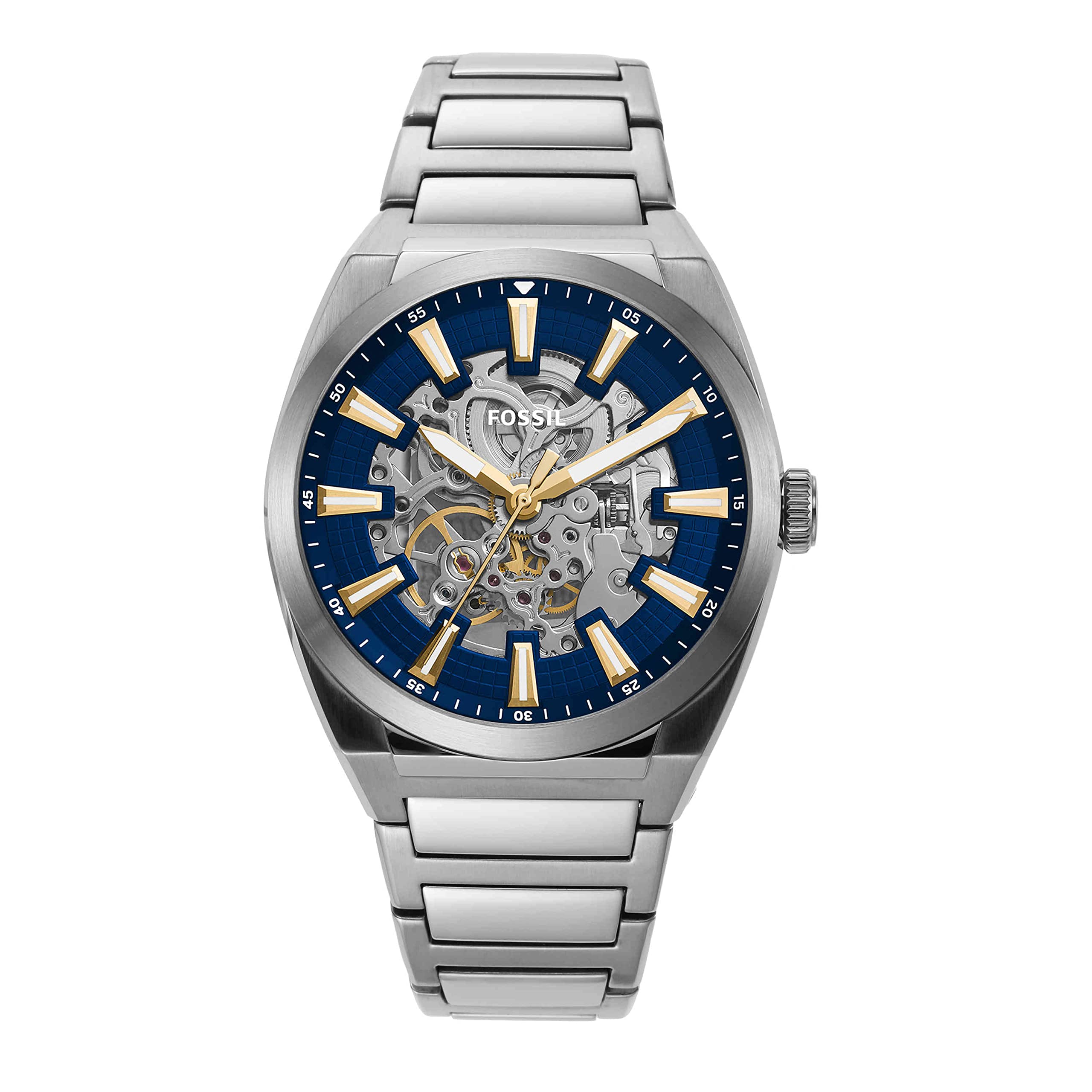 Fossil Men's Everett Automatic Stainless Steel Three-Hand Watch, Color: Silver (Model: ME3220)