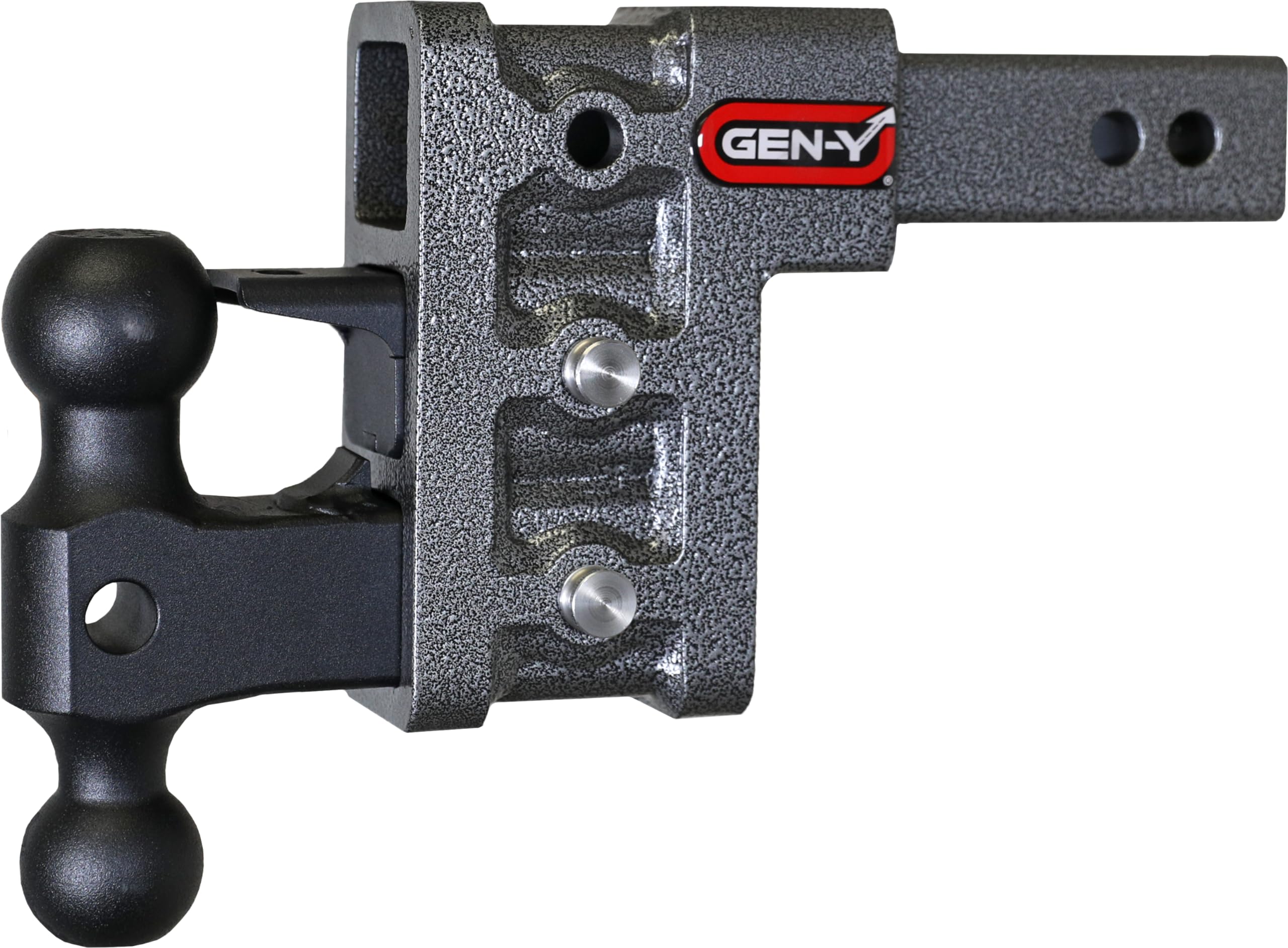Gen-Y Hitch Tailer Hitch, 5" Drop, Fully Adjustable, 16000 lbs Towing Capacity, 2000 lbs Tongue Weight, Includes Dual Ball Mount Attachment - Pintle Lock - 2 Stainless Steel Pins, USA Made